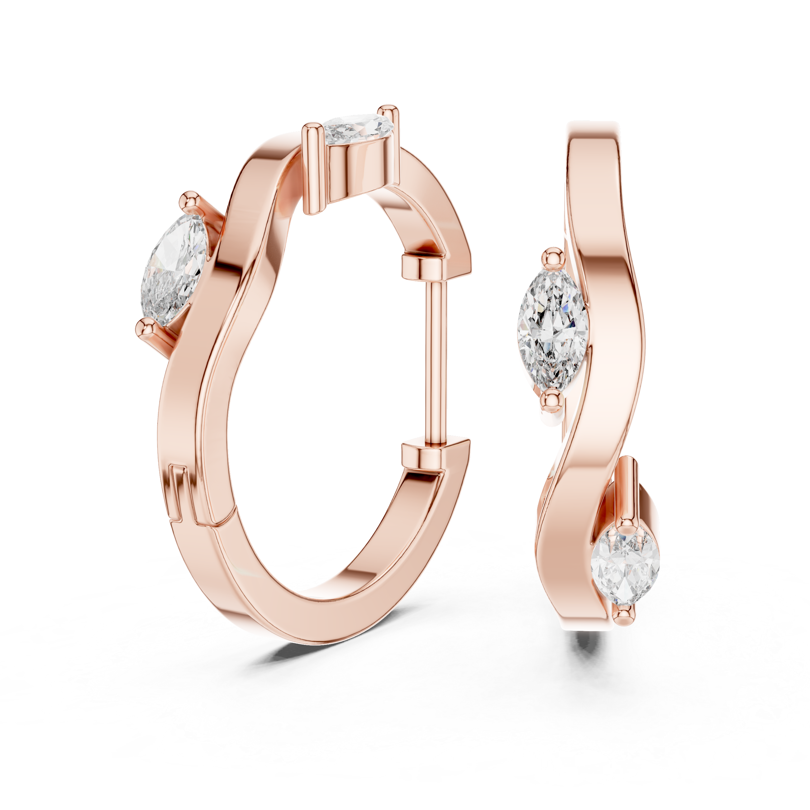 Muur Atelier Solid Gold East-West Marquise Diamond Huggie Hoops