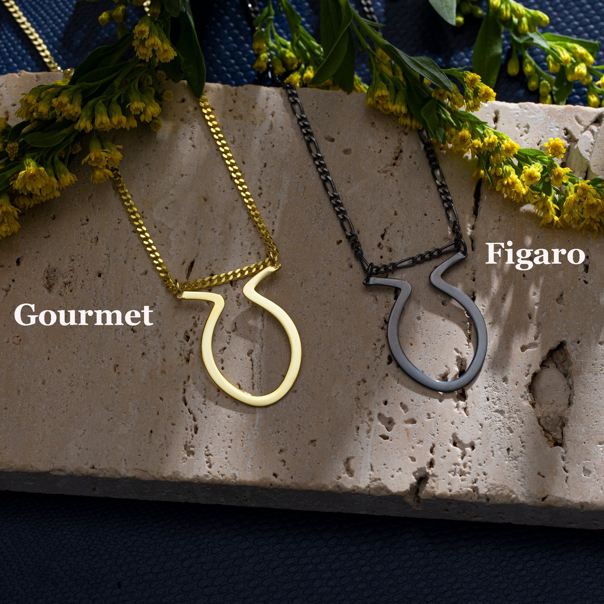 Oval Horn Mens Ring Holder Necklace