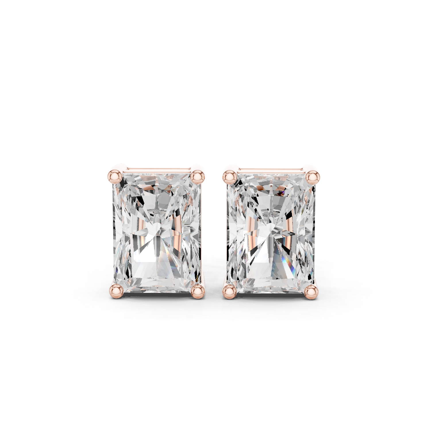 Muur Atelier Solid Gold Modern Radiant Cut Diamond Basket Solitaire Studs