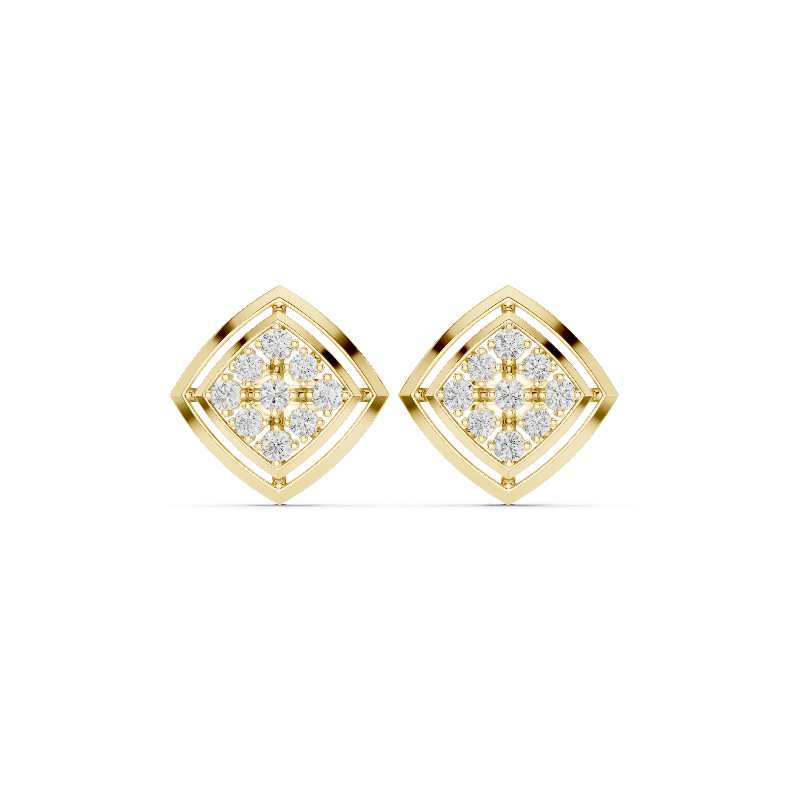 Muur Atelier Solid Gold Geometric Diamond Cluster Studs