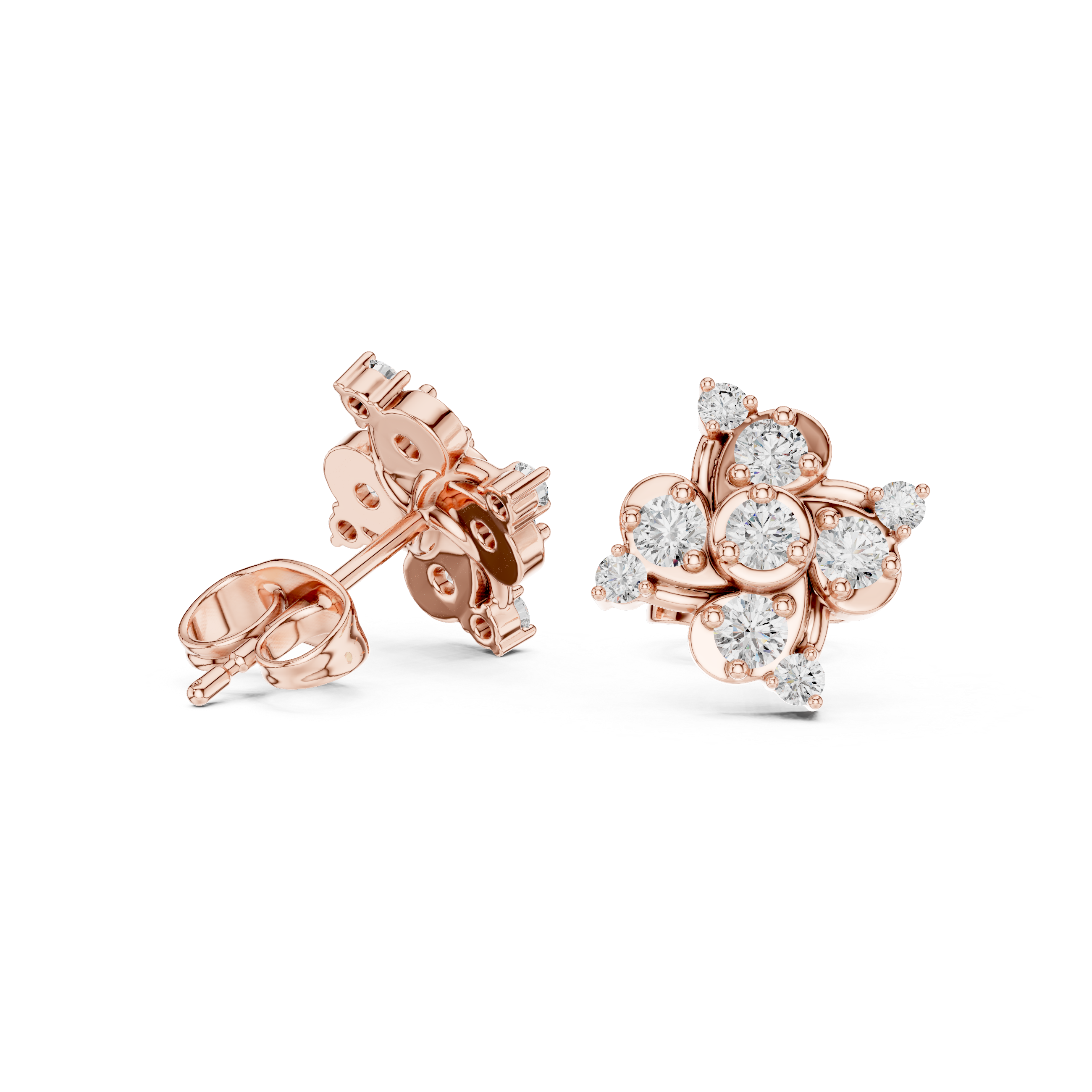 Muur Atelier Solid Gold Floral Cluster Diamond Studs