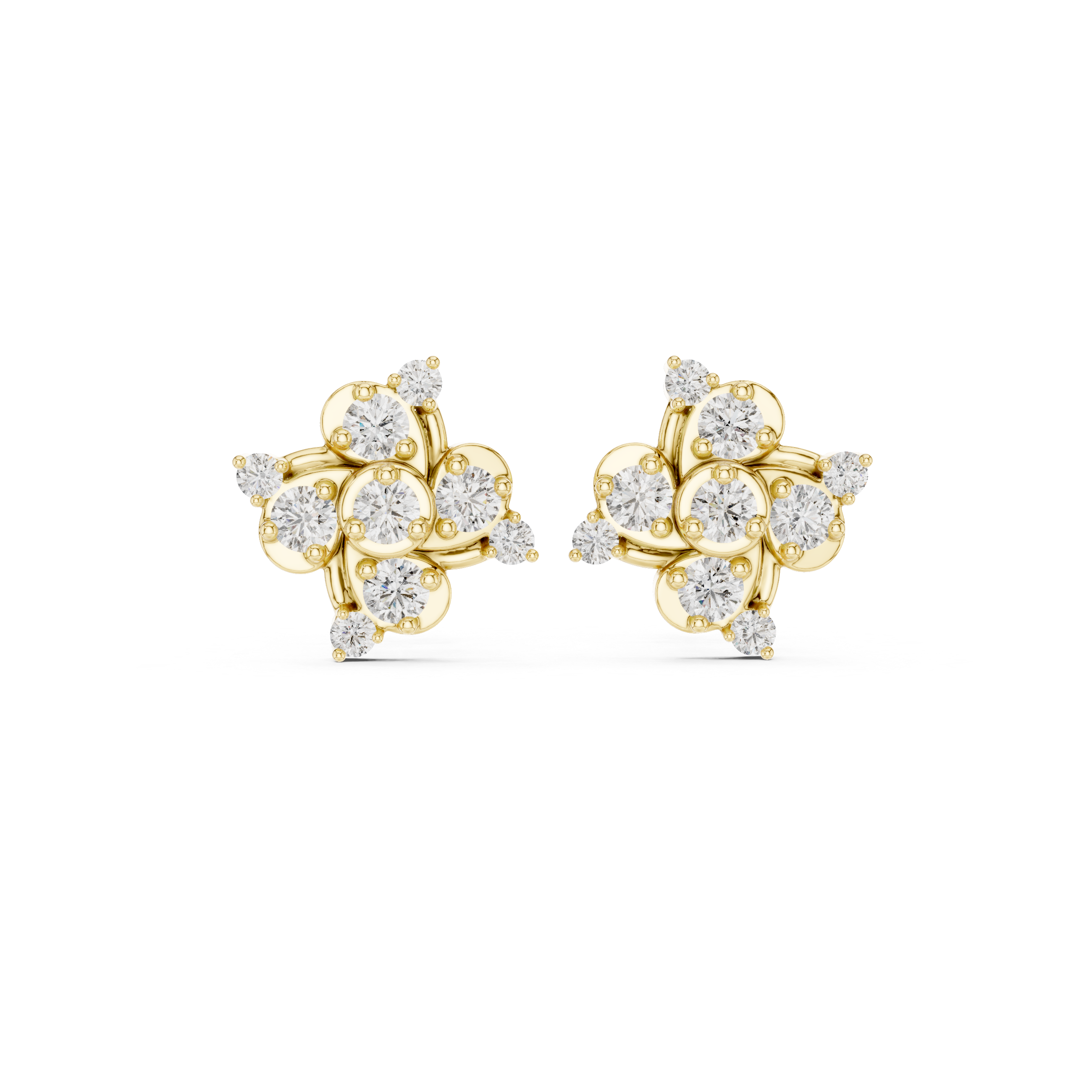 Muur Atelier Solid Gold Floral Cluster Diamond Studs