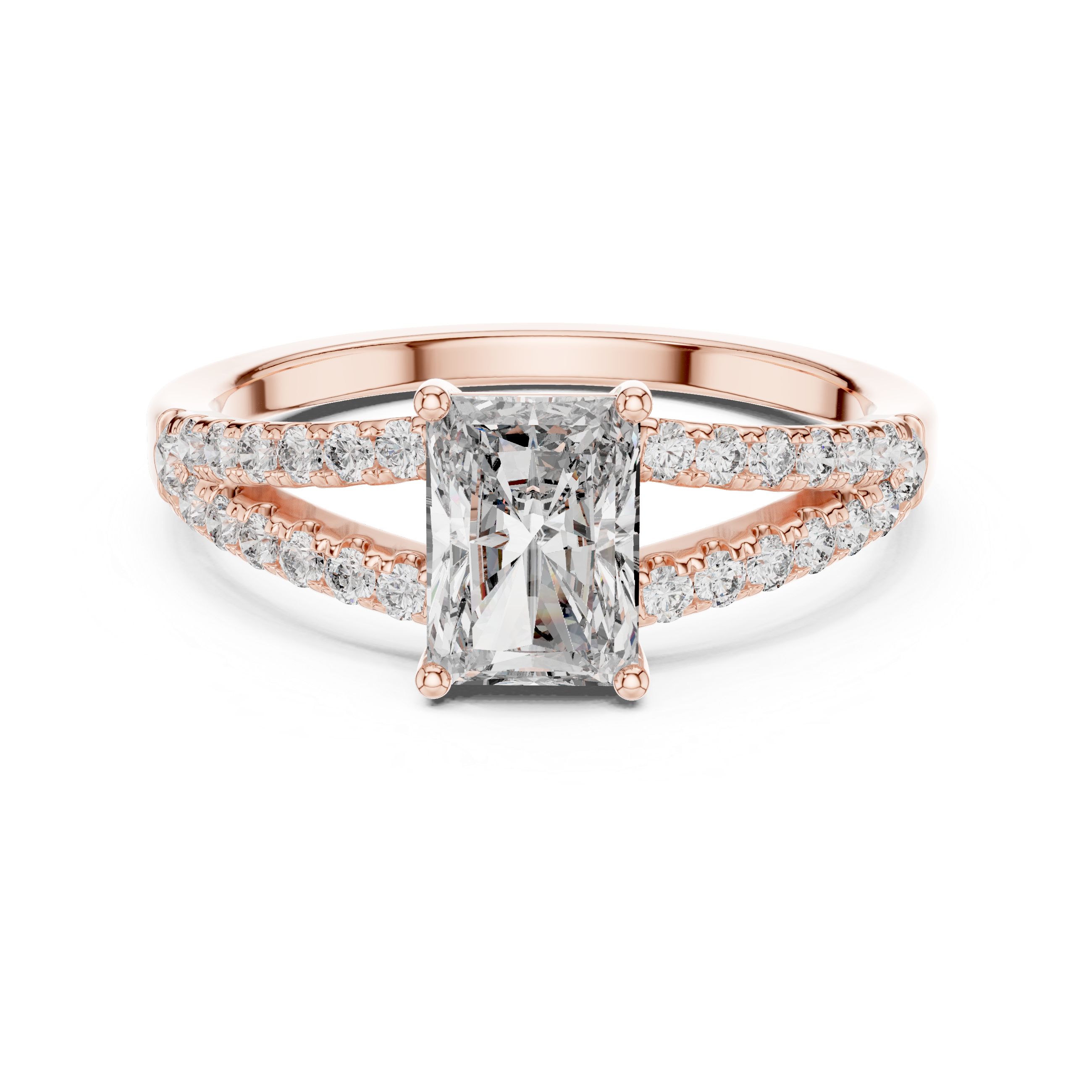 Muur Atelier Solid Gold Radiant Cut Diamond Solitaire with Hidden Accents