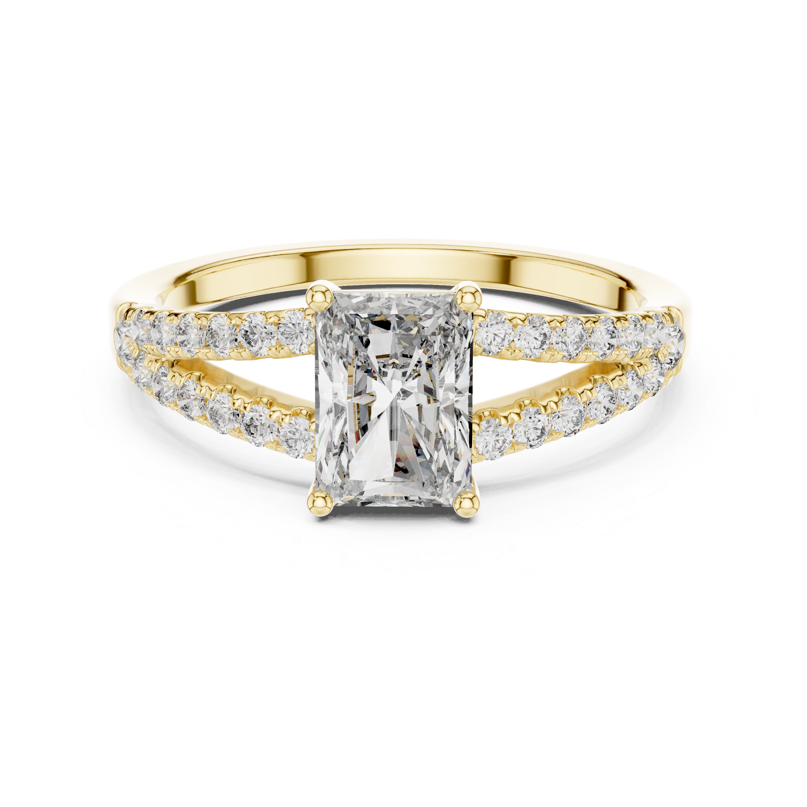 Muur Atelier Solid Gold Radiant Cut Diamond Solitaire with Hidden Accents