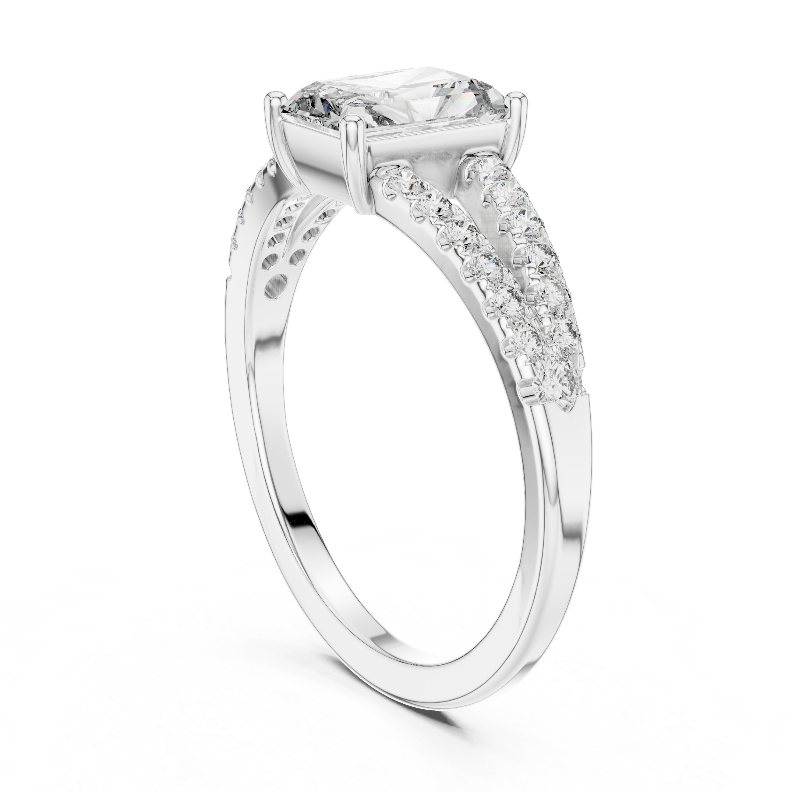 Muur Atelier Solid Gold Radiant Cut Diamond Solitaire with Hidden Accents