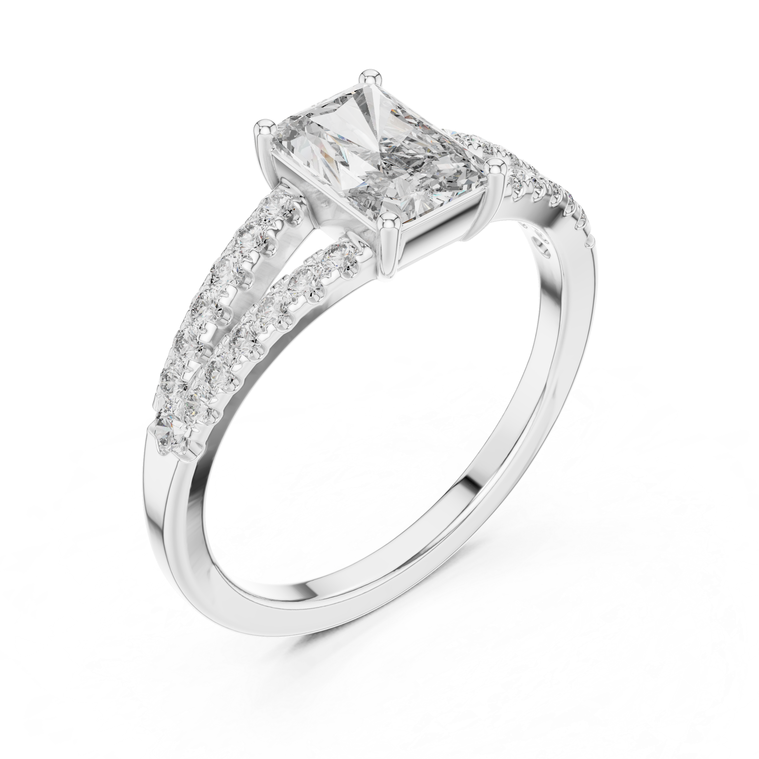 Muur Atelier Solid Gold Radiant Cut Diamond Solitaire with Hidden Accents