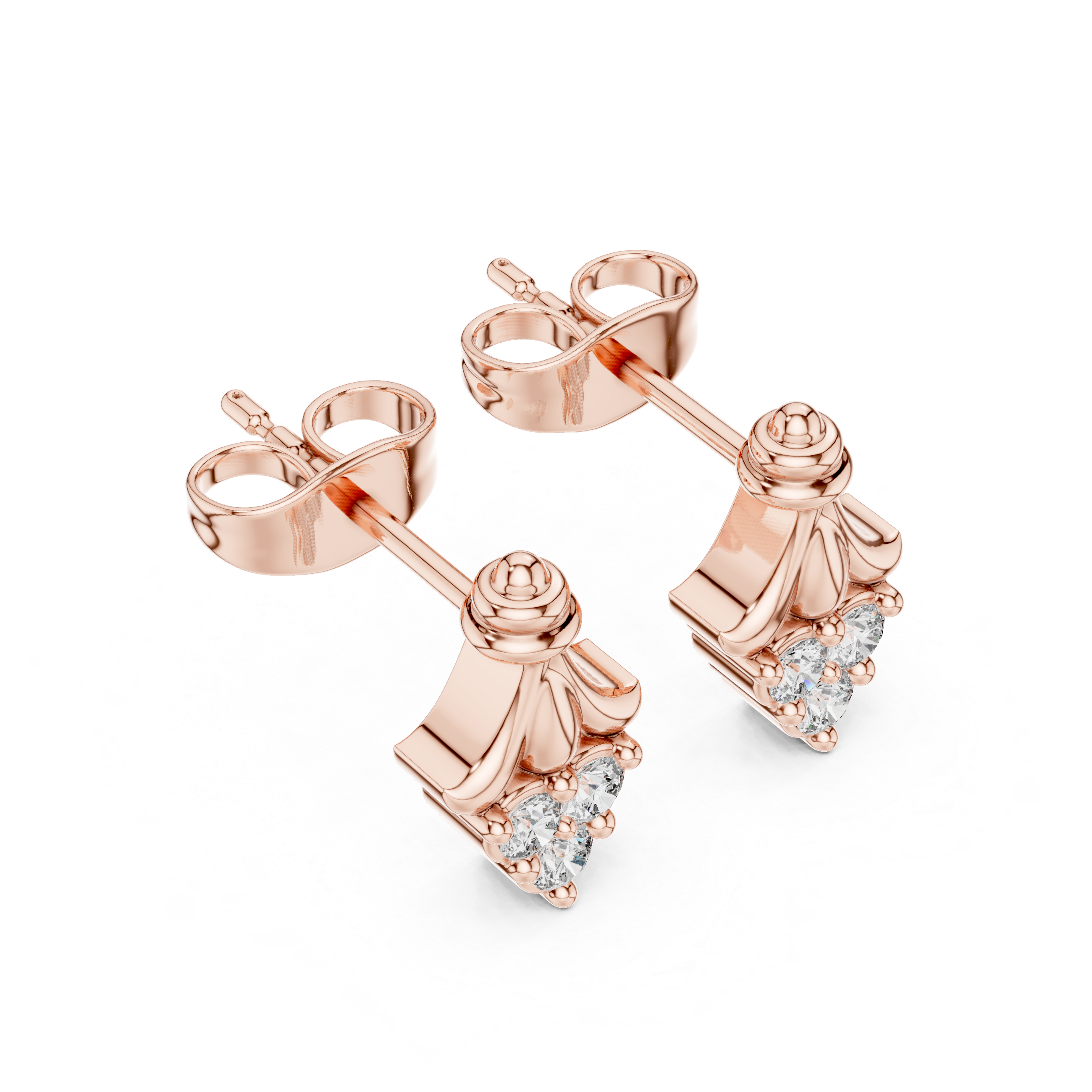 Muur Atelier Solid Gold Vintage Tapered Diamond Studs