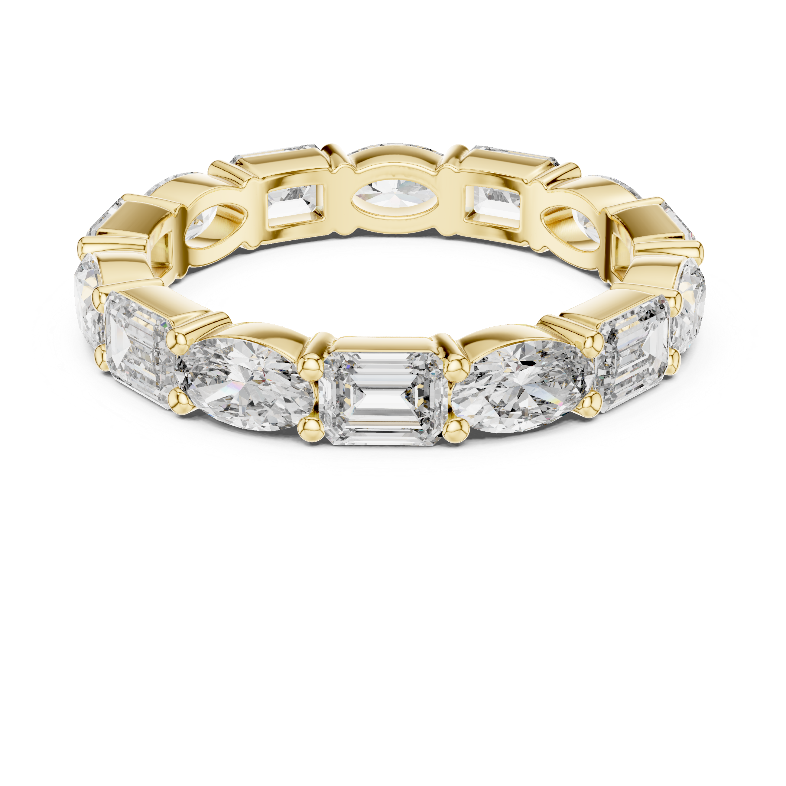 Muur Atelier Solid Gold Alternating Emerald & Oval Cut Diamond Eternity Band