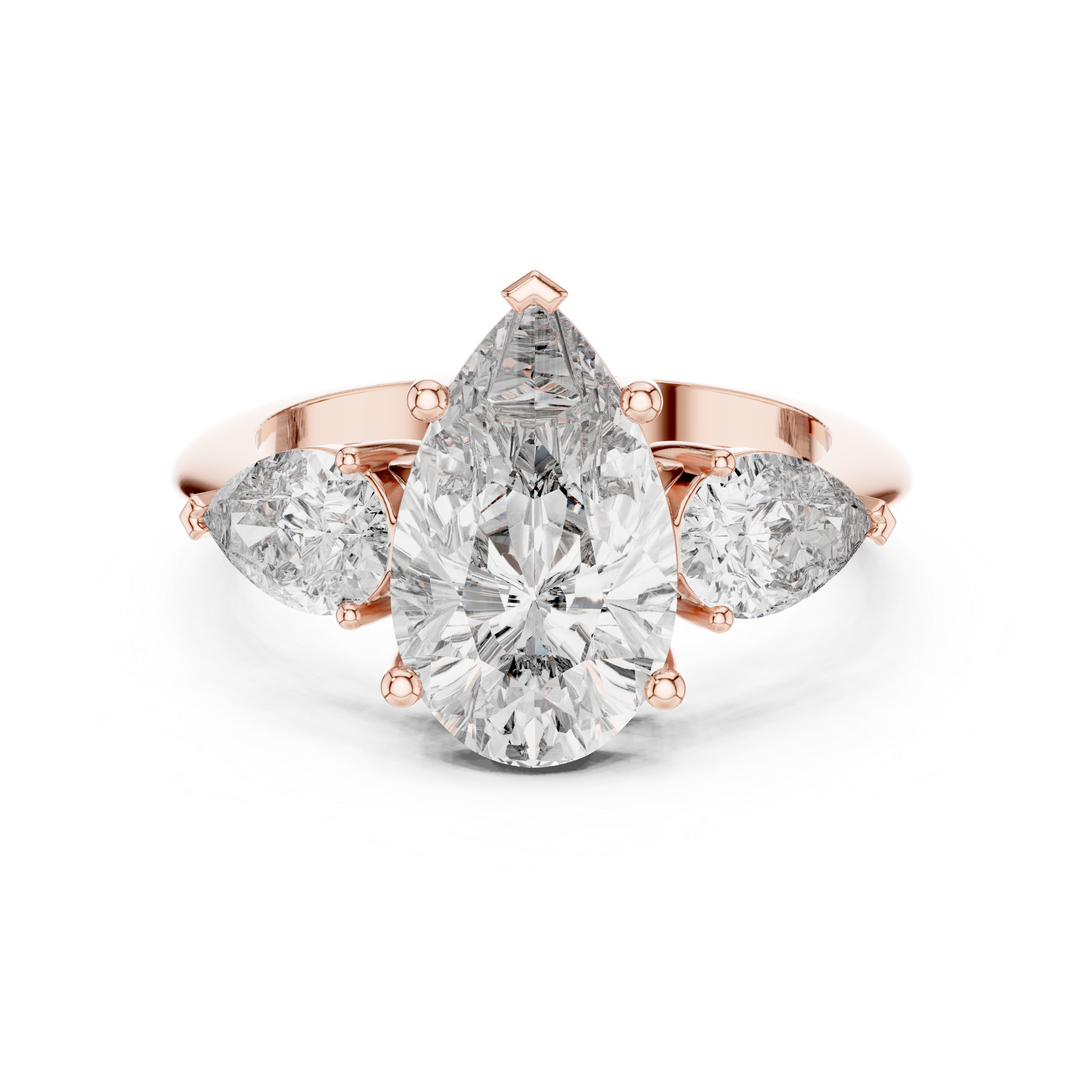 Muur Atelier Solid Gold 4 Carat Pear Cut Diamond Trilogy Ring