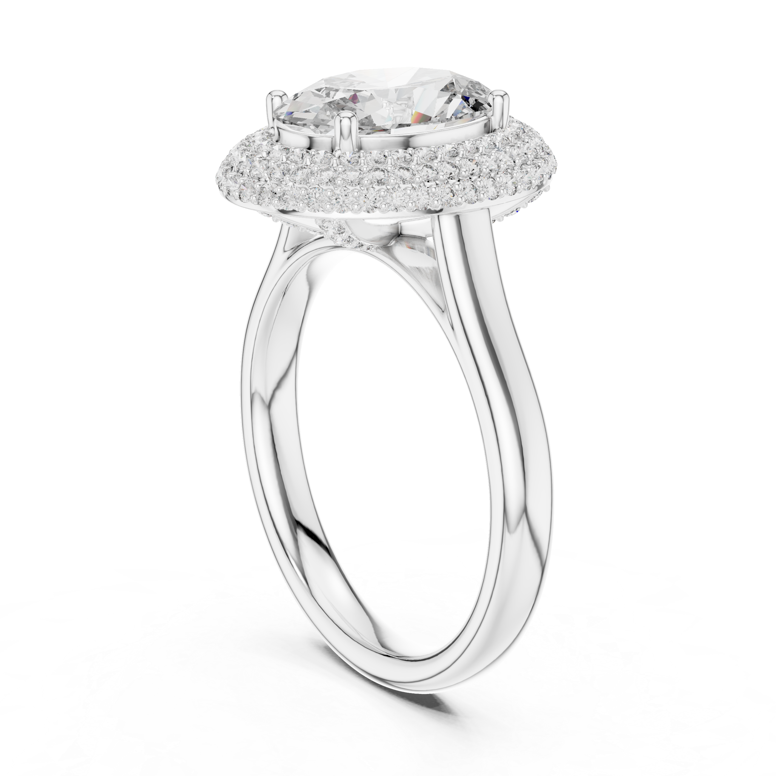 Muur Atelier Solid Gold Oval Cut Solitaire with Domed Diamond Pavé Halo