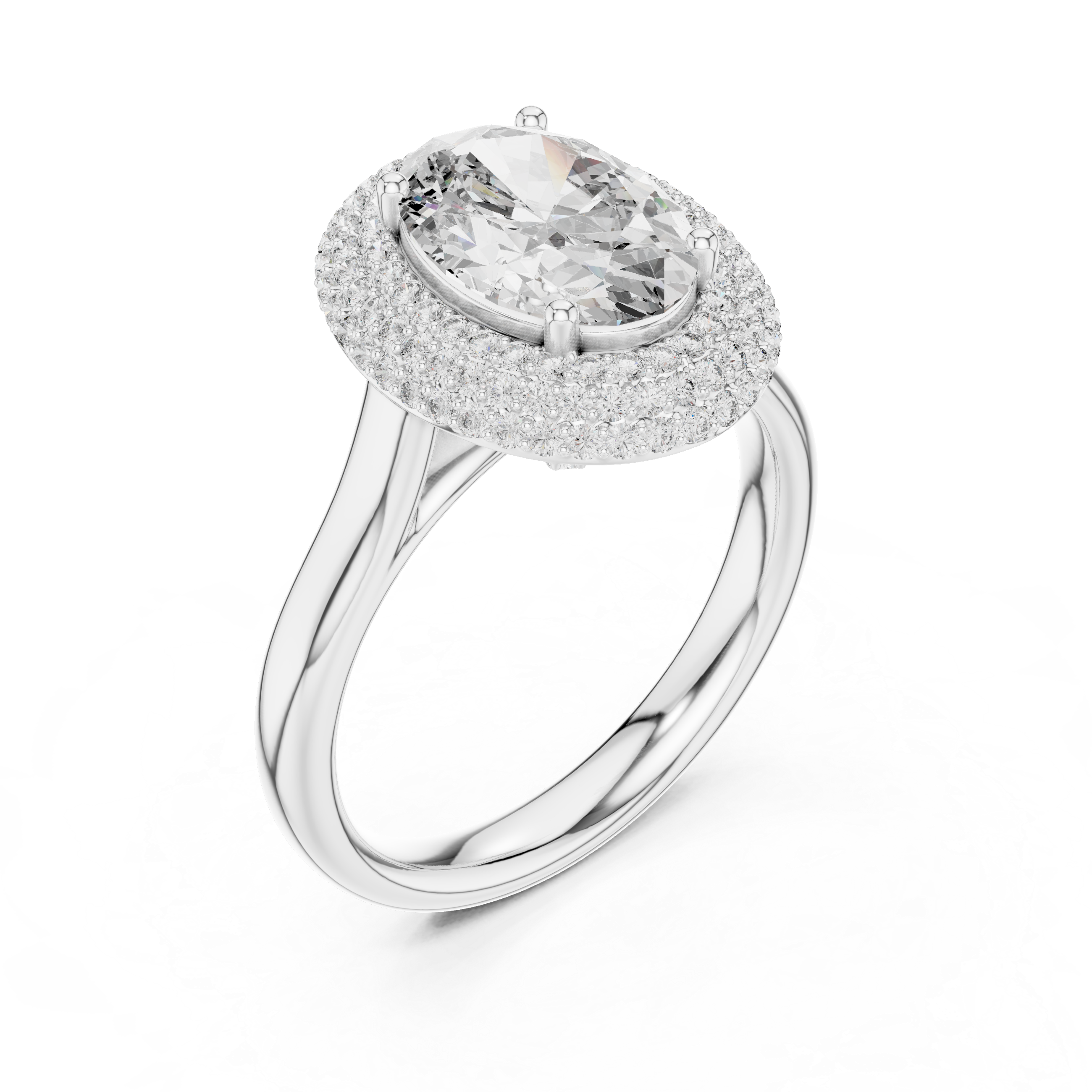 Muur Atelier Solid Gold Oval Cut Solitaire with Domed Diamond Pavé Halo