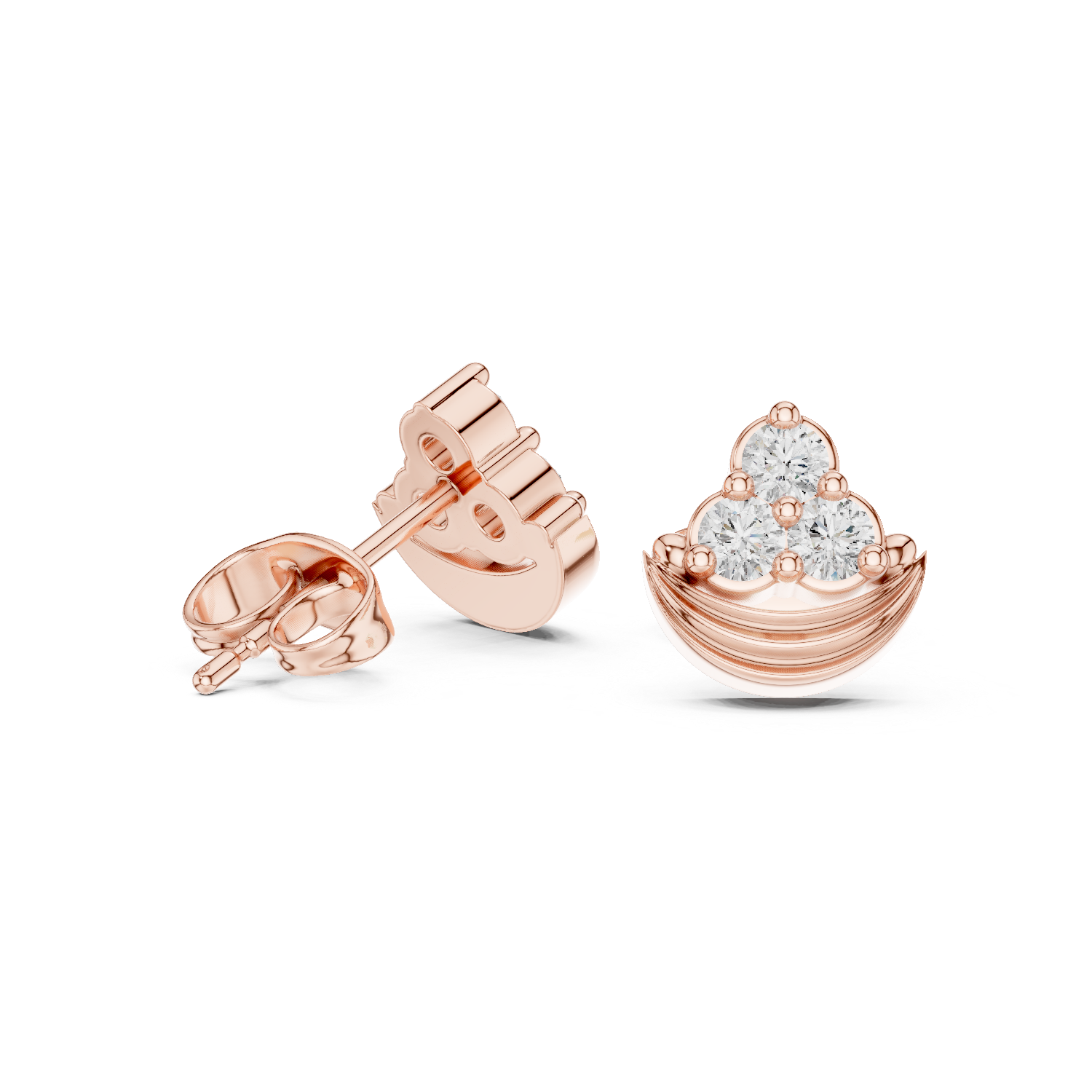 Muur Atelier Solid Gold Crescent Diamond Cluster Studs