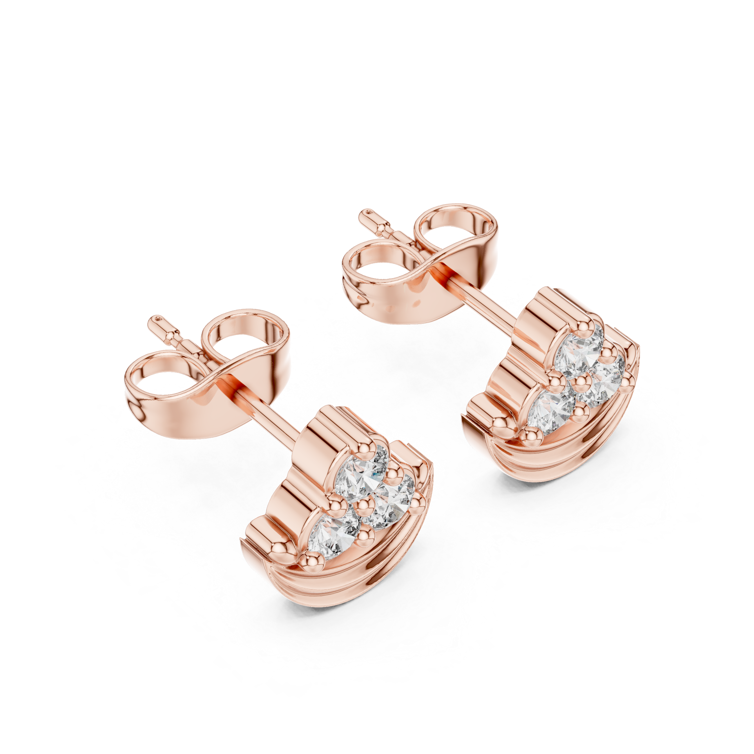 Muur Atelier Solid Gold Crescent Diamond Cluster Studs