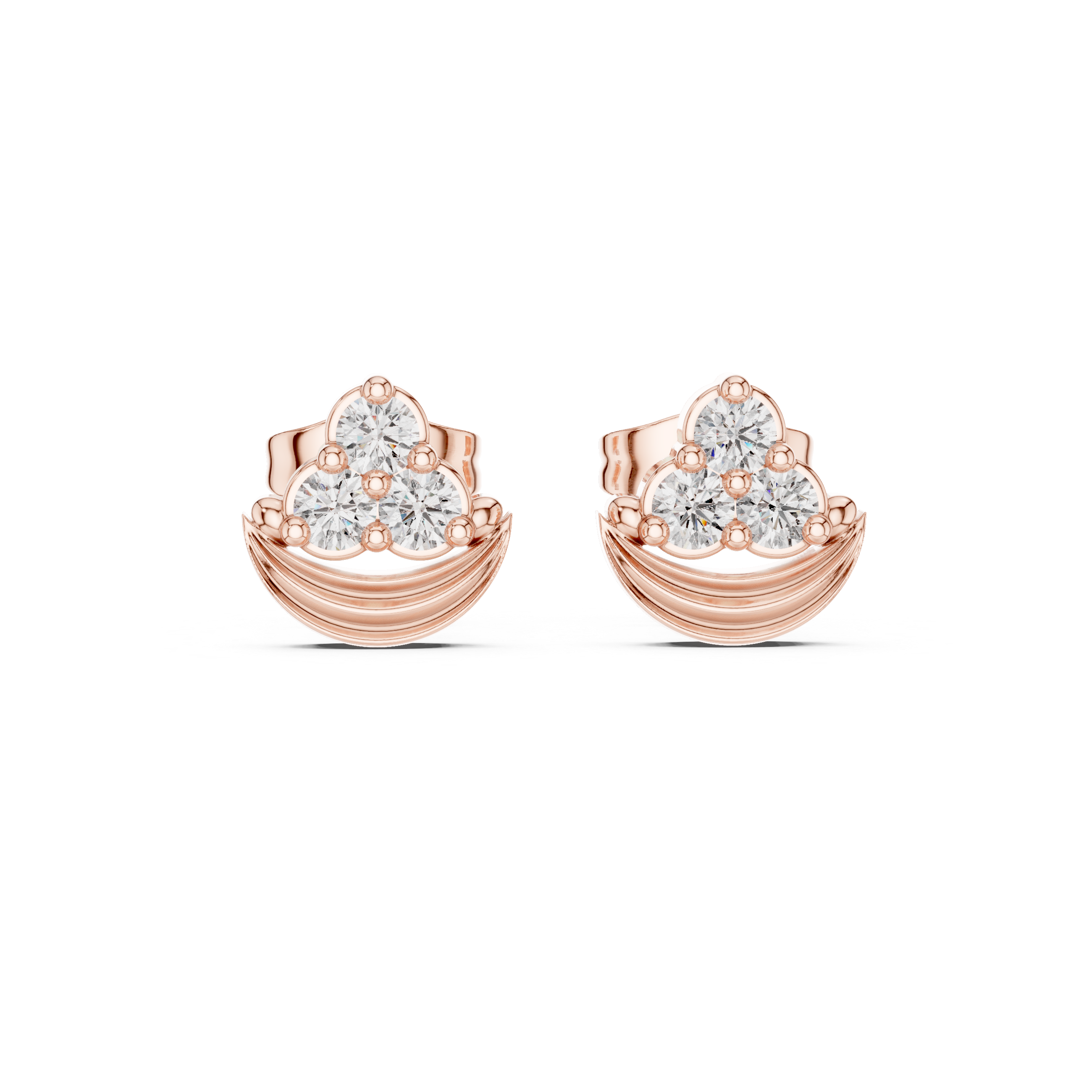 Muur Atelier Solid Gold Crescent Diamond Cluster Studs