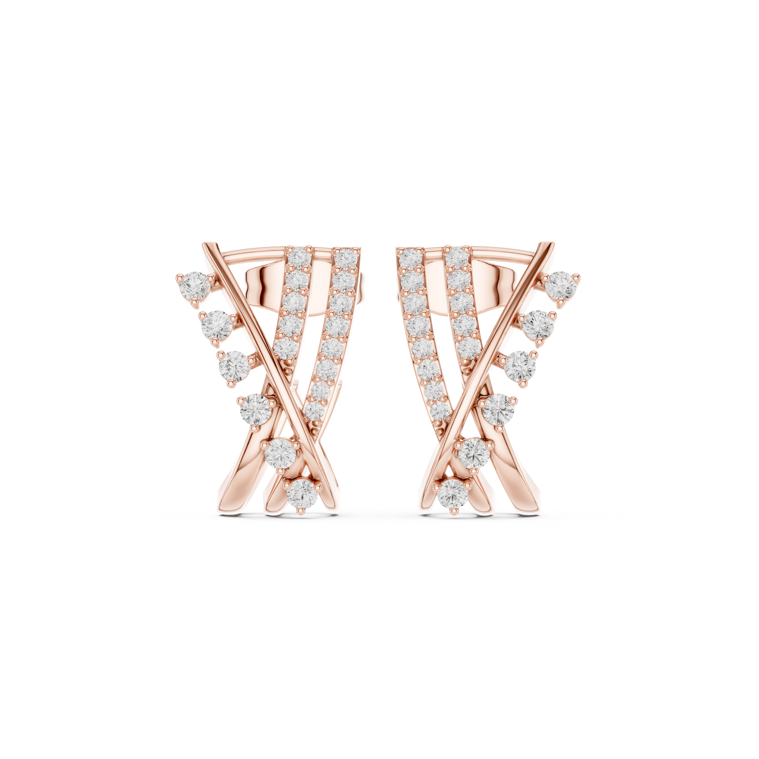 Muur Atelier Solid Gold Diamond Crisscross Huggie Studs