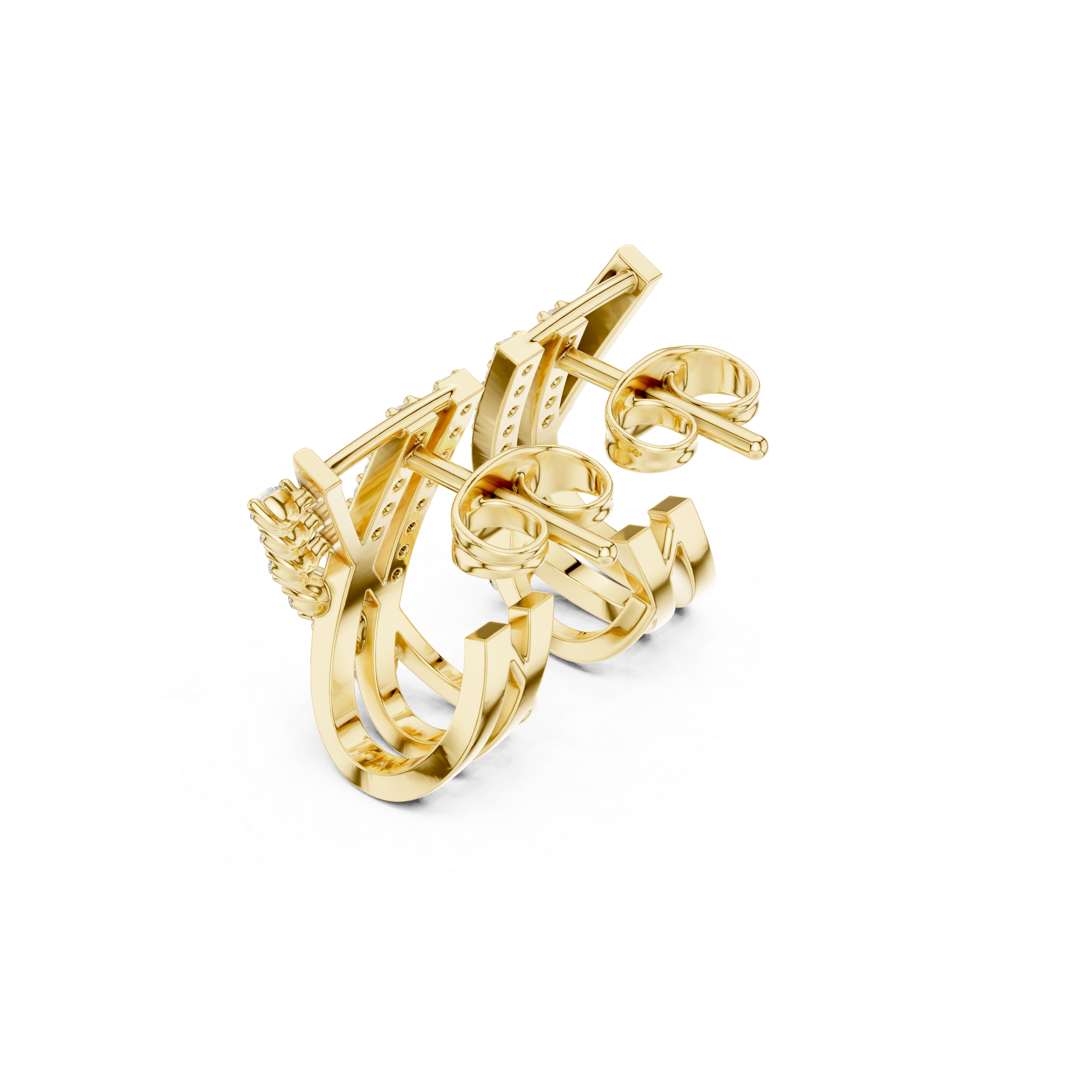 Muur Atelier Solid Gold Diamond Crisscross Huggie Studs