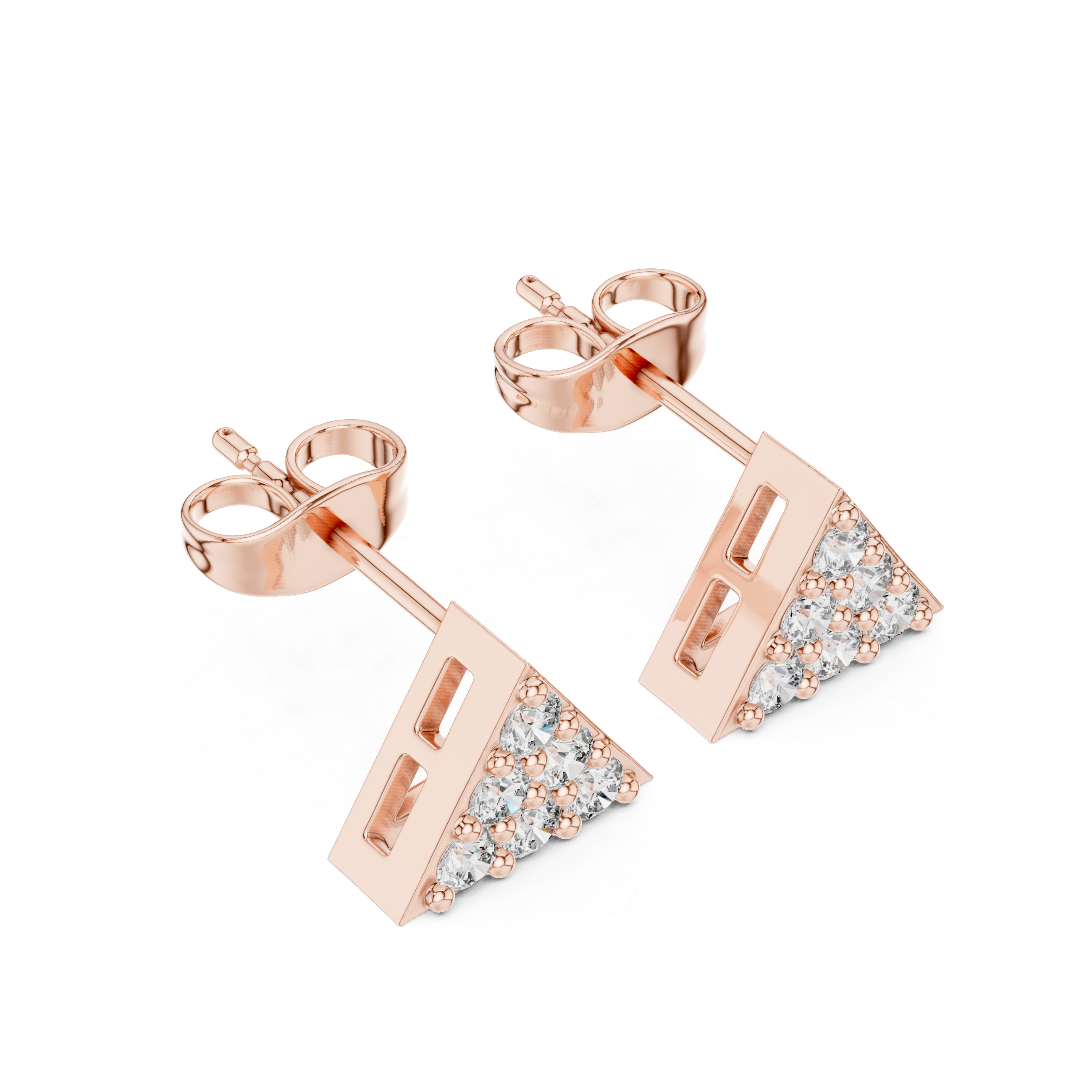 Muur Atelier Solid Gold Geometric Pavé Triangle Studs