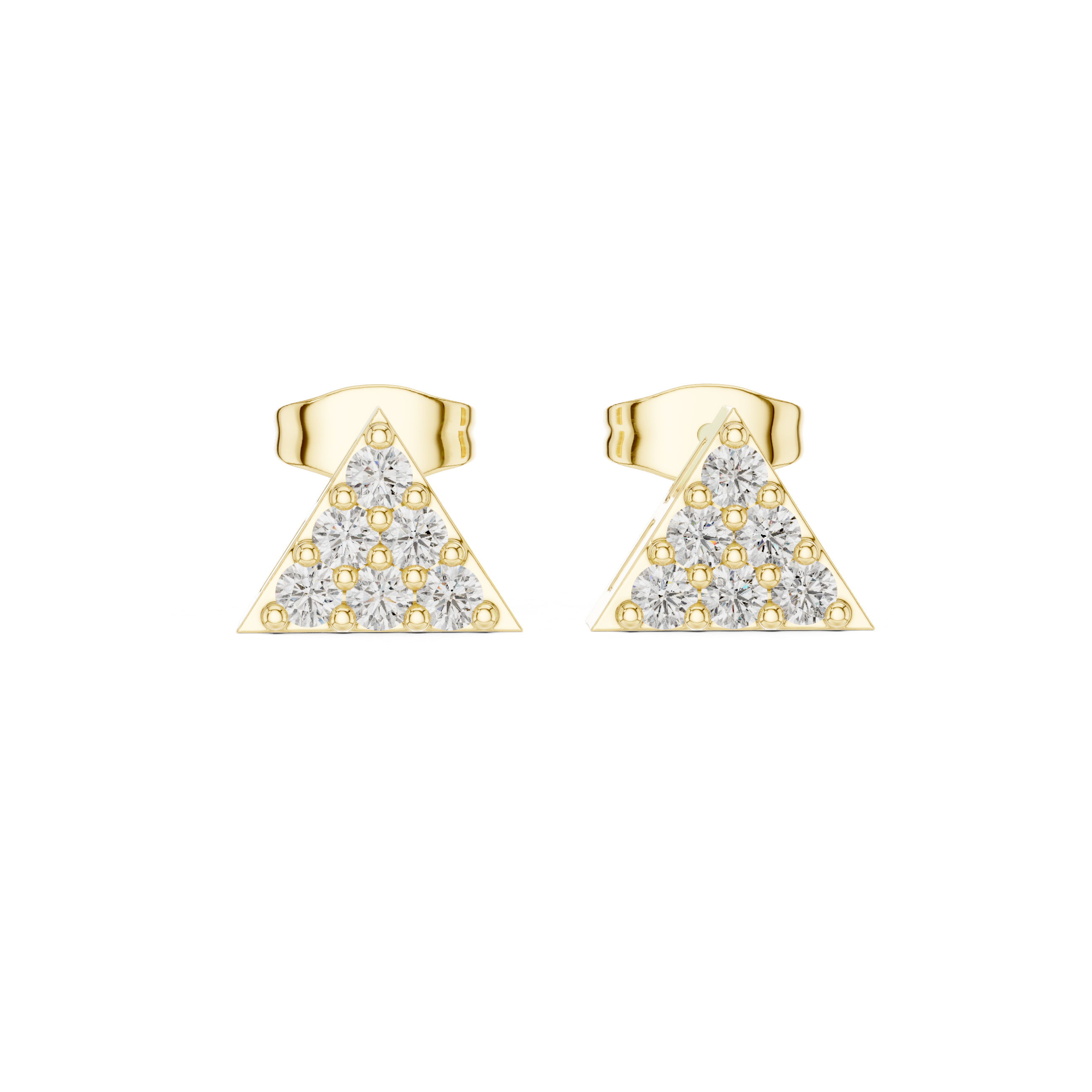 Muur Atelier Solid Gold Geometric Pavé Triangle Studs