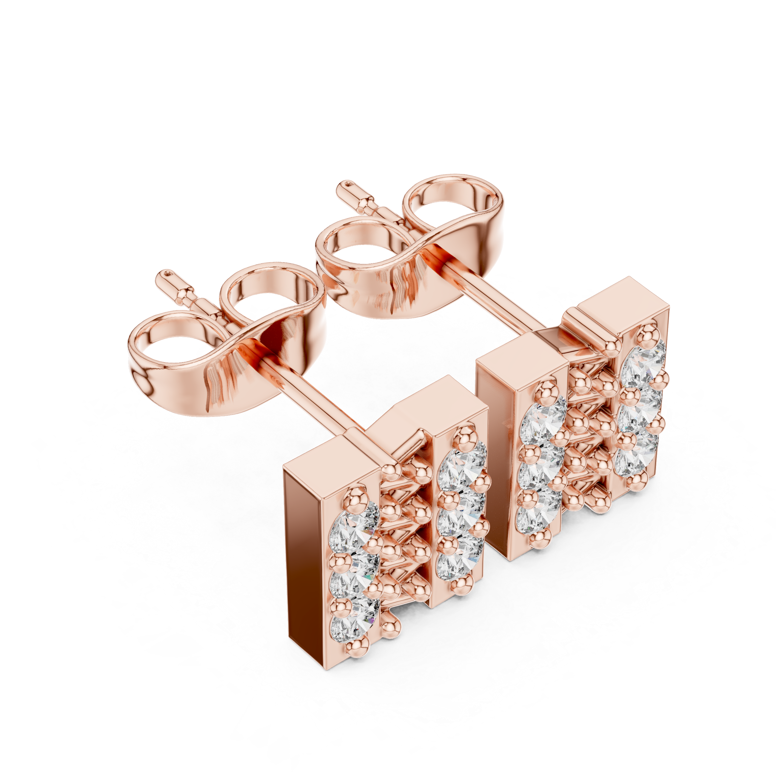 Muur Atelier Solid Gold Linear Pavé Diamond Bar Studs