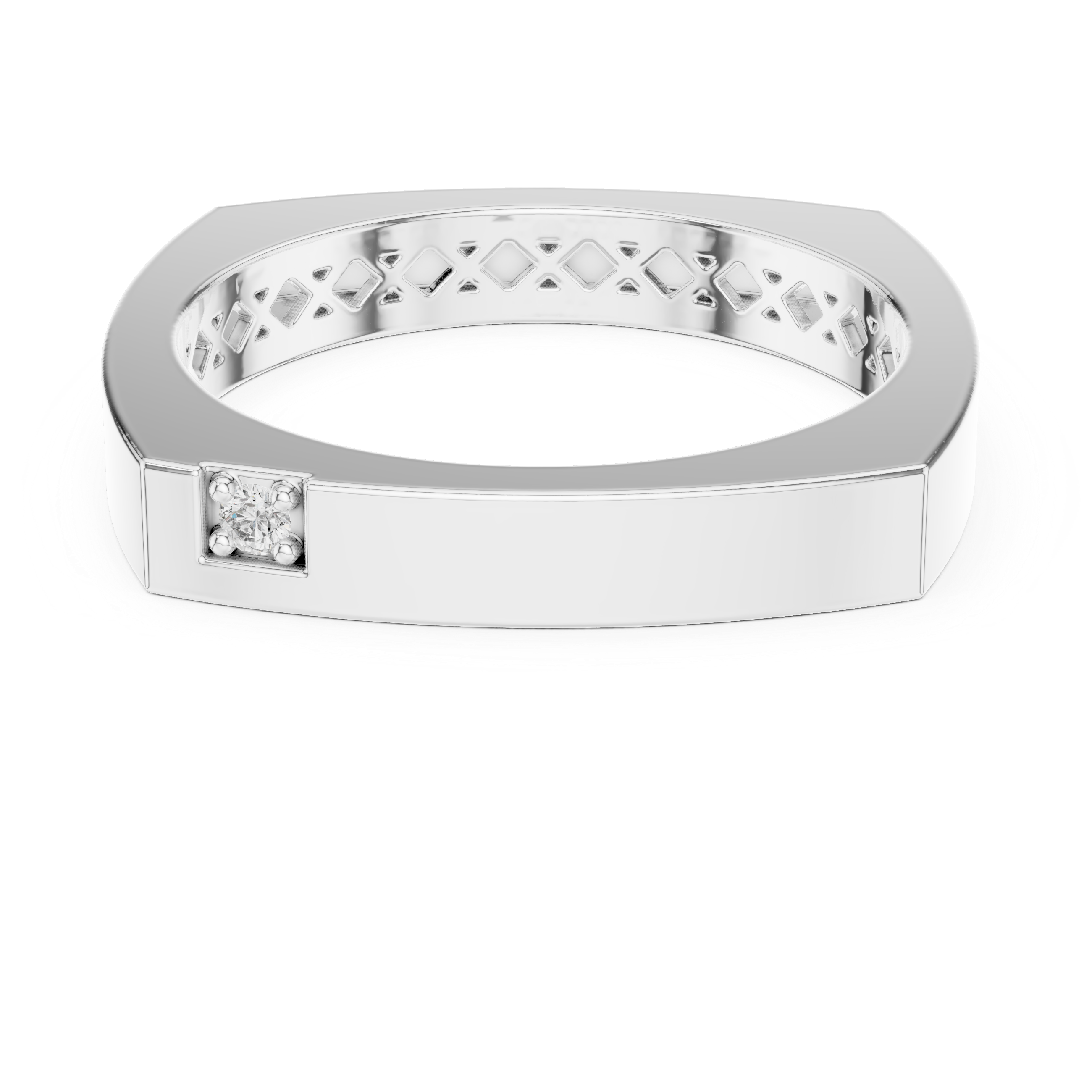 Muur Atelier Solid Gold Soft Square Band with Diamond Accent