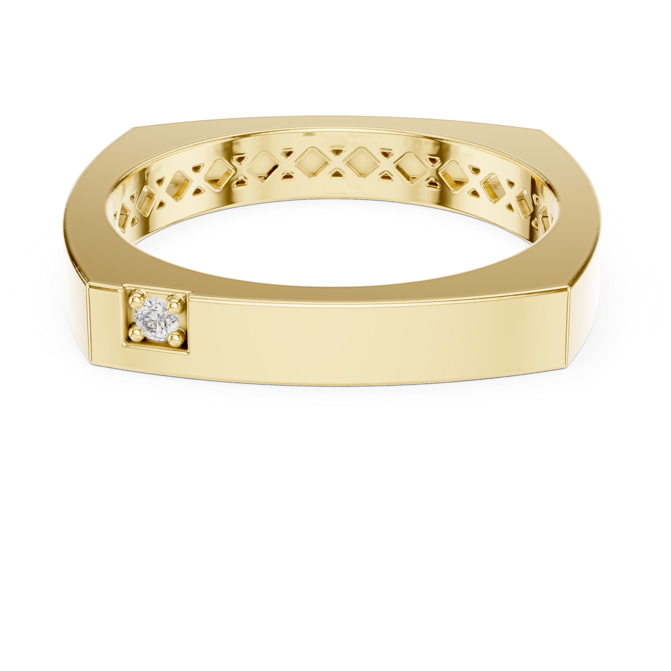 Muur Atelier Solid Gold Soft Square Band with Diamond Accent
