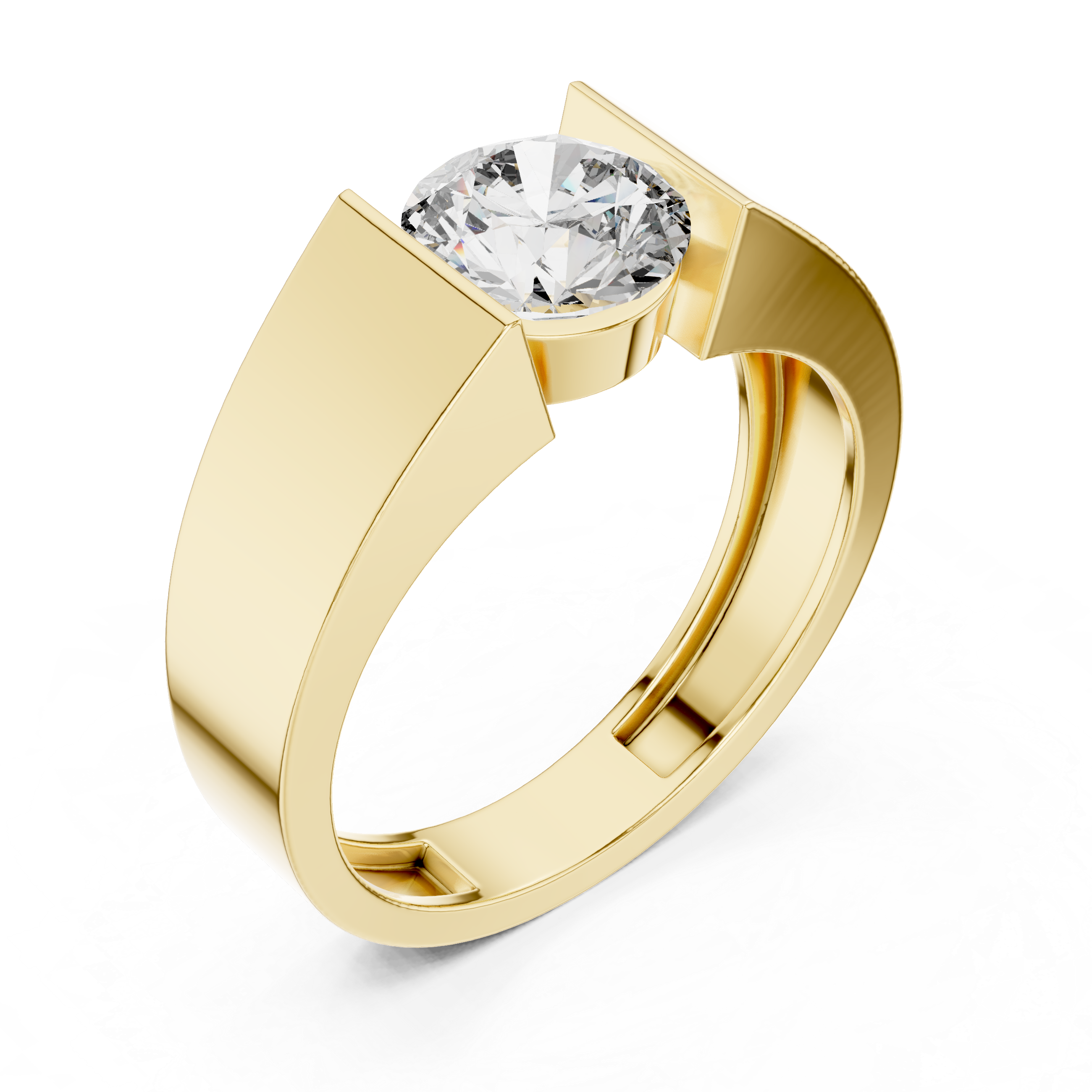 Muur Atelier Solid Gold Architectural Tension-Style Diamond Solitaire Ring
