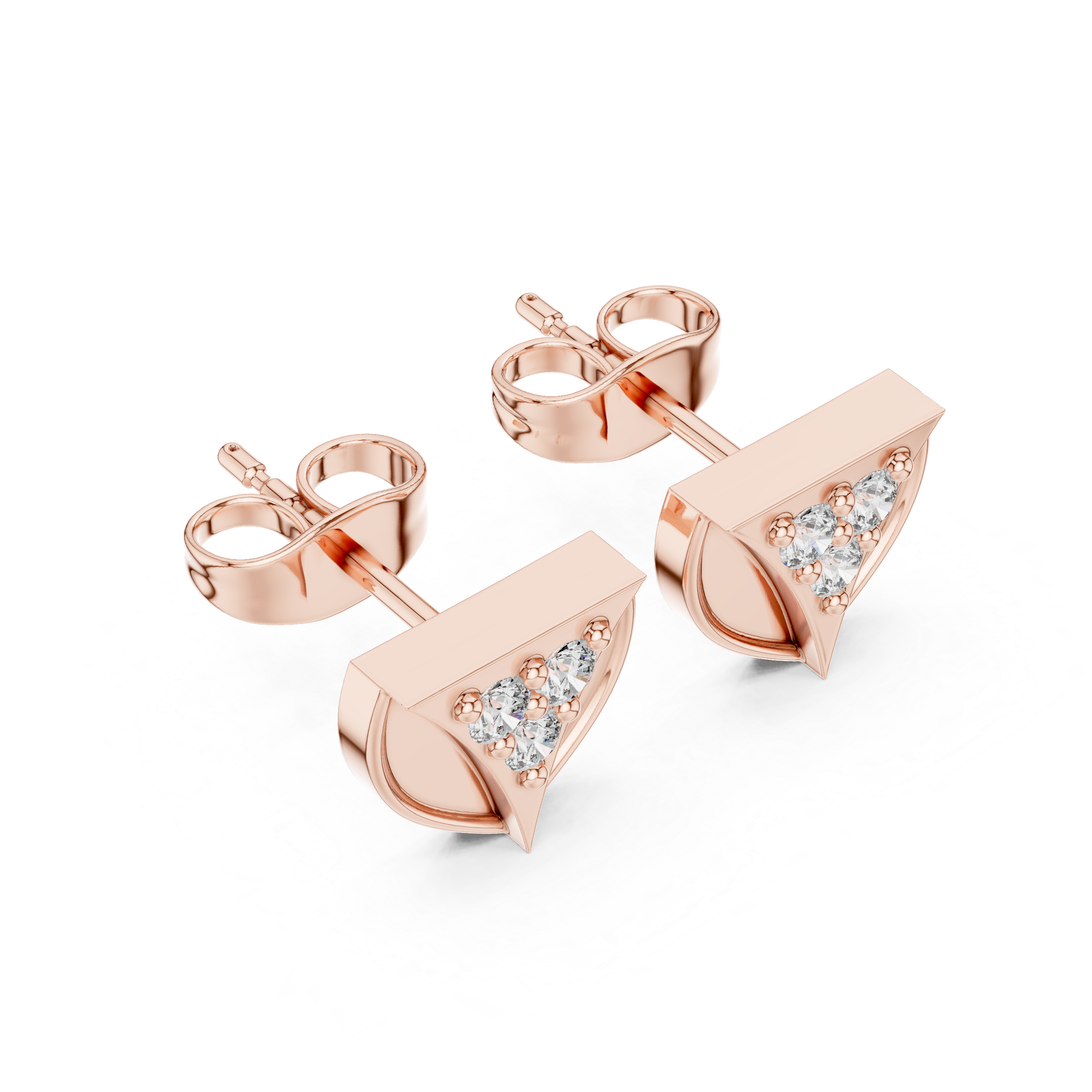 Muur Atelier Solid Gold Shield-Cut Pavé Diamond Studs