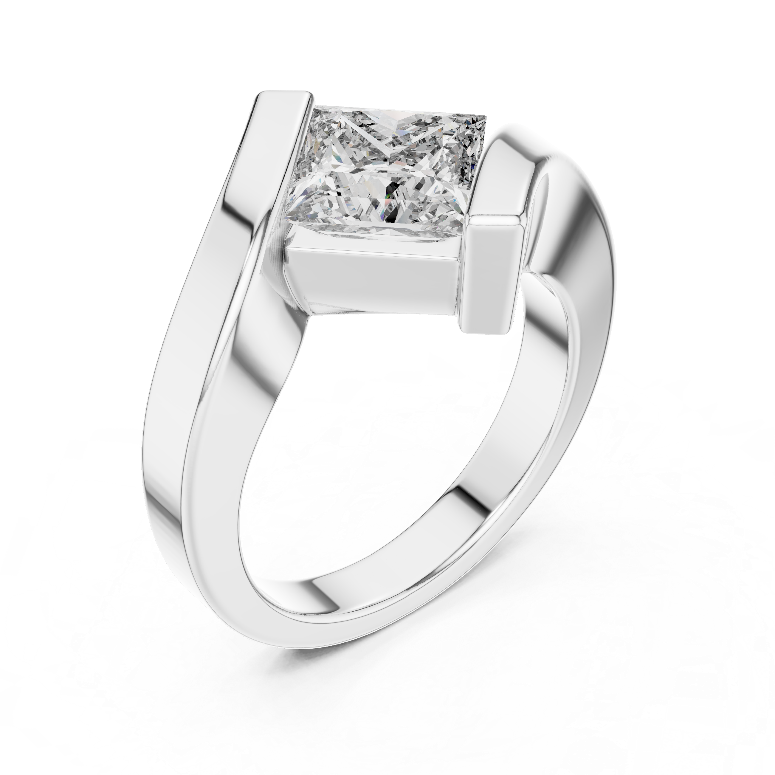 Muur Atelier Solid Gold Modern Bypass Princess Cut Diamond Solitaire