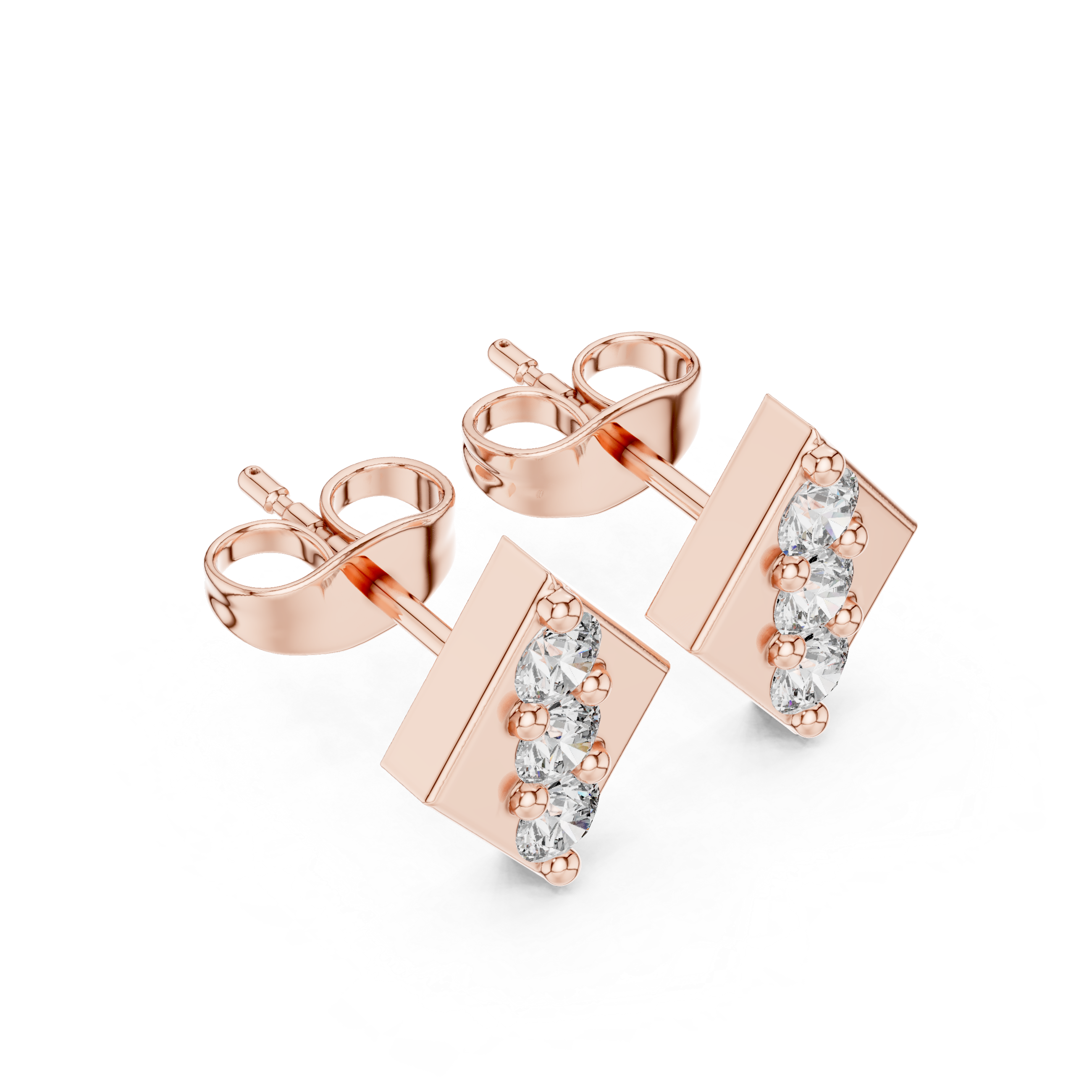 Muur Atelier Solid Gold Minimalist Rhombus Diamond Trio Studs