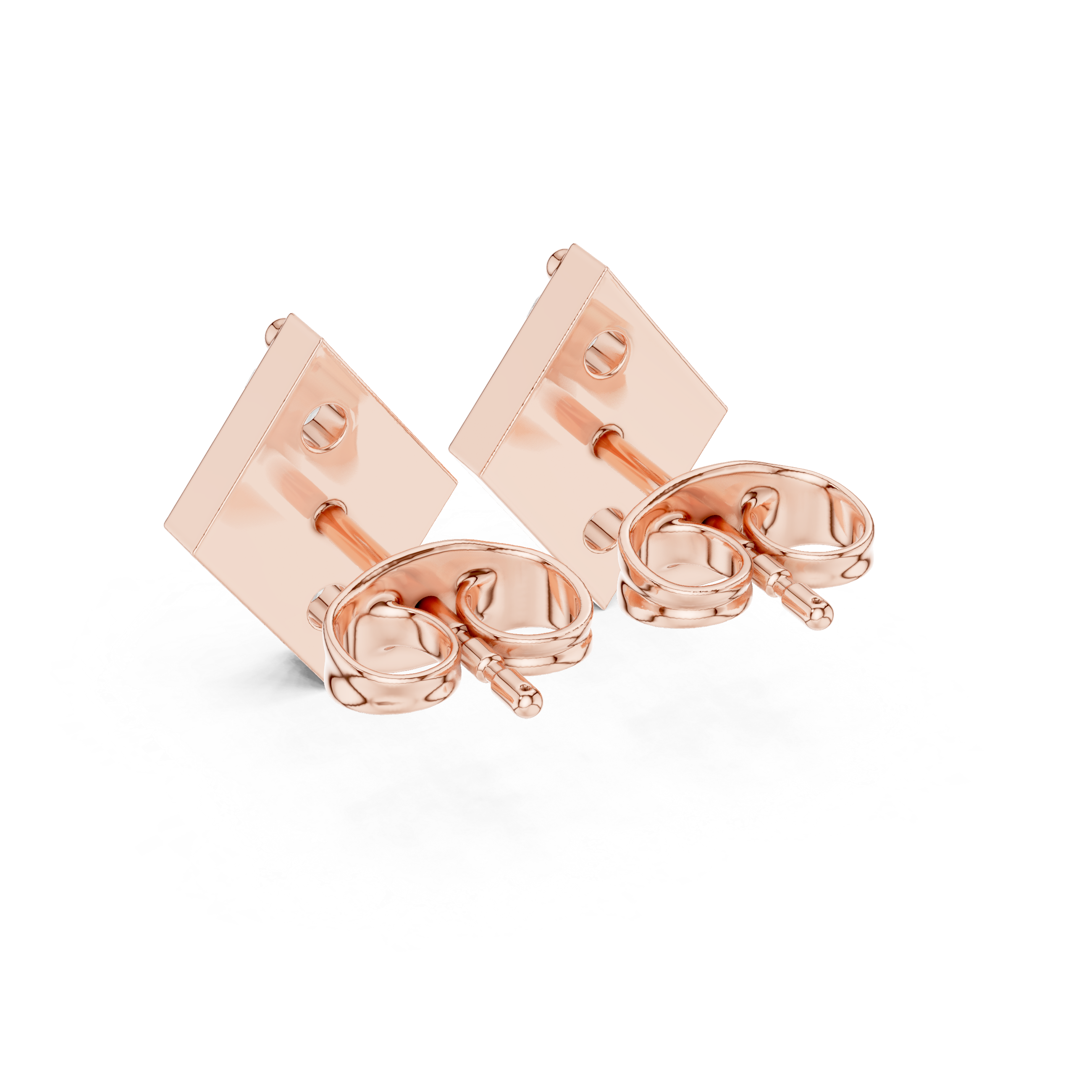 Muur Atelier Solid Gold Minimalist Rhombus Diamond Trio Studs