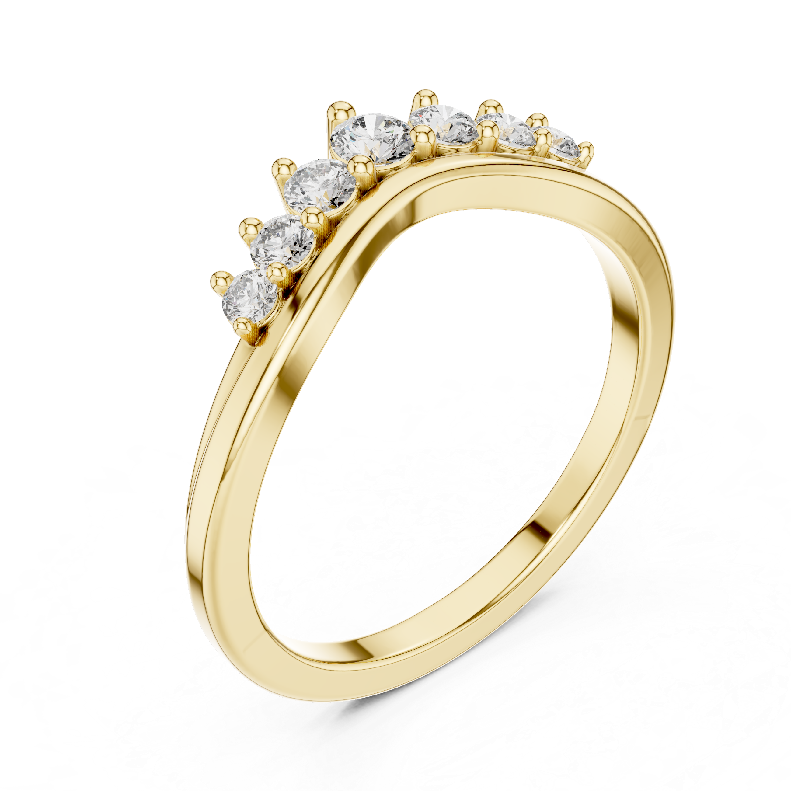 Muur Atelier Solid Gold Seven Stone Graduated Diamond Curved Band