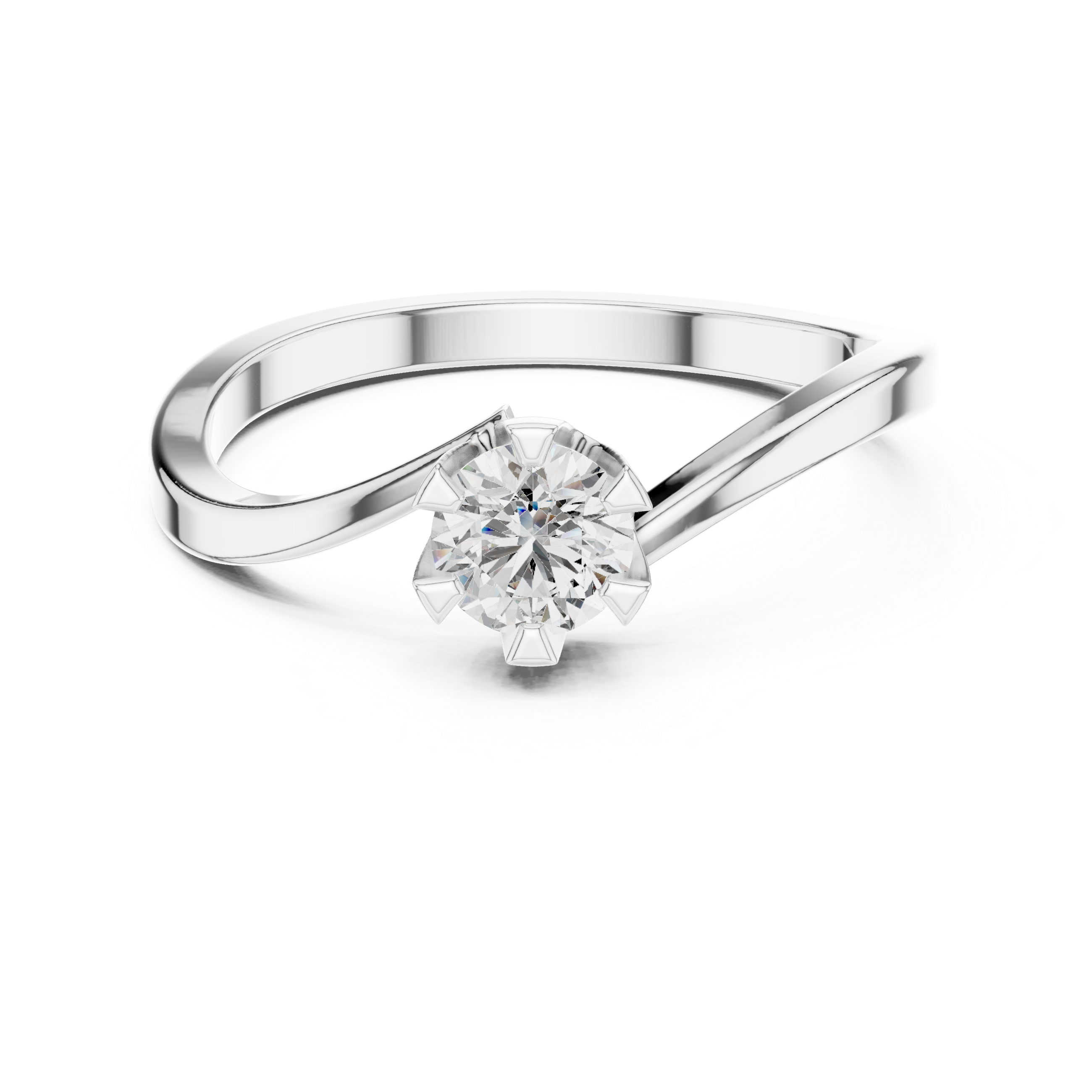 Muur Atelier Solid Gold Twisted Shank Diamond Solitaire with Crown Setting