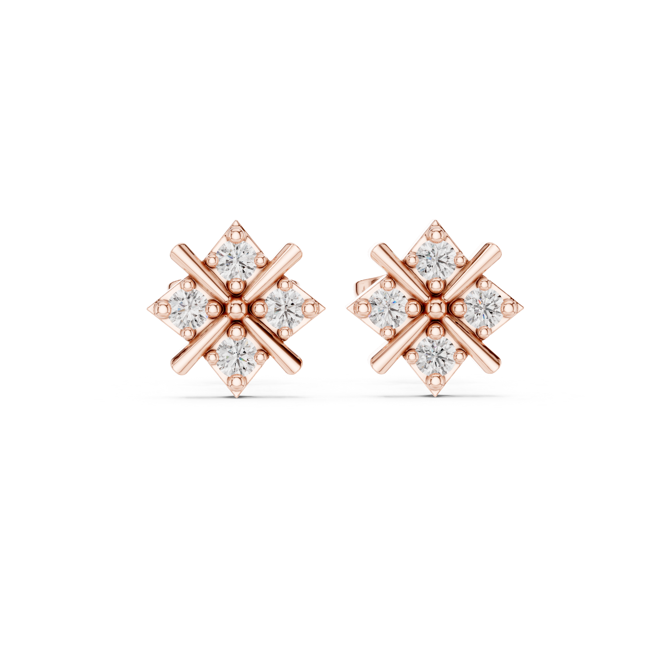 Muur Atelier Solid Gold Geometric Quad-Prong Diamond Studs