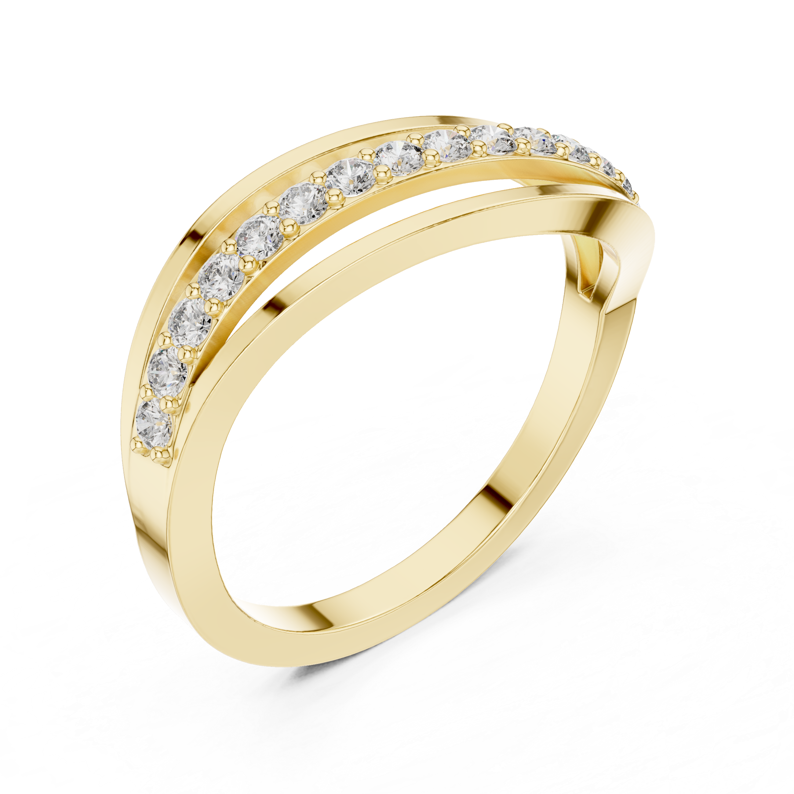 Muur Atelier Solid Gold Triple Split Shank Diamond Wave Band