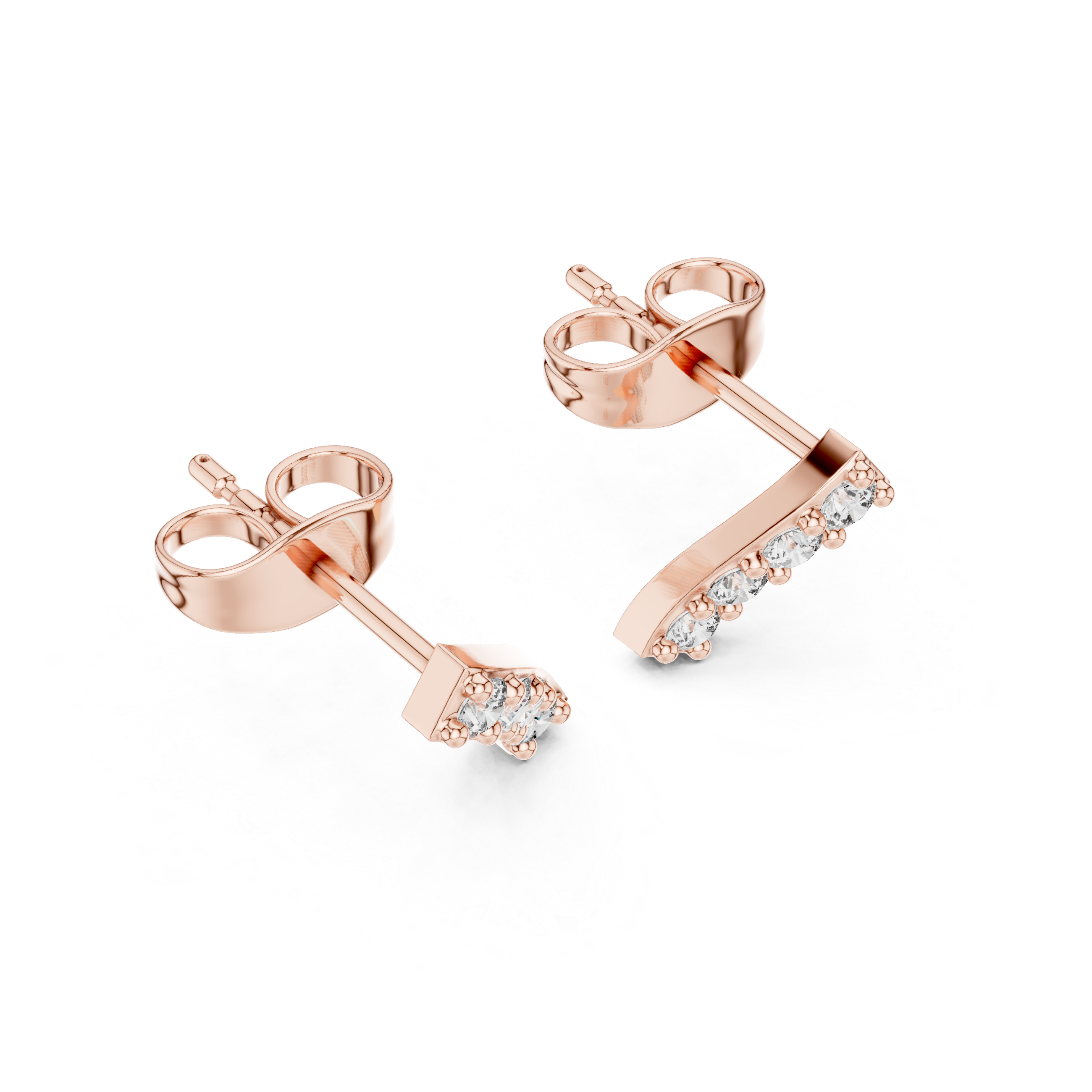 Muur Atelier Solid Gold Curved Diamond Arc Studs