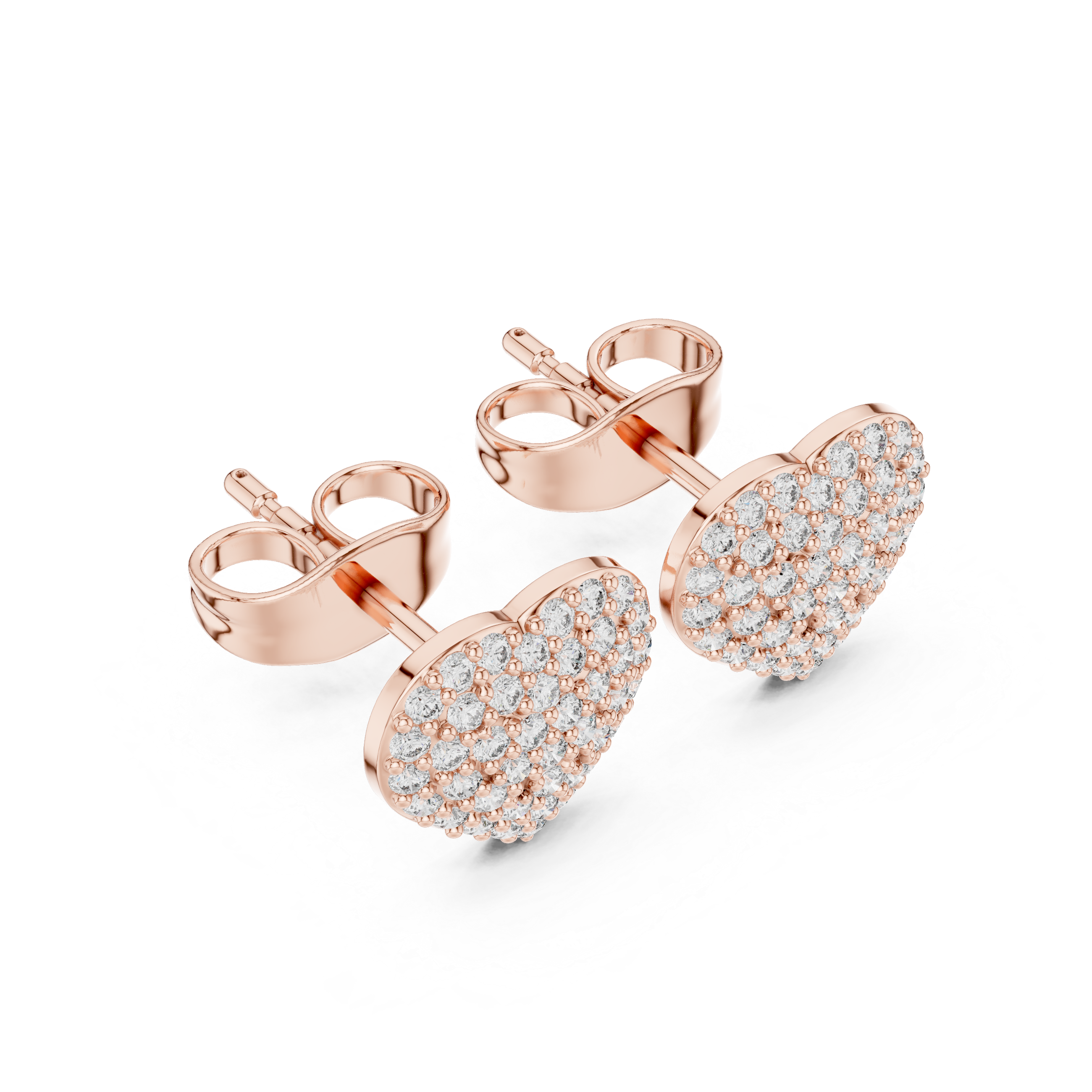 Muur Atelier Solid Gold Micro-Pave Heart Diamond Silhouette Studs