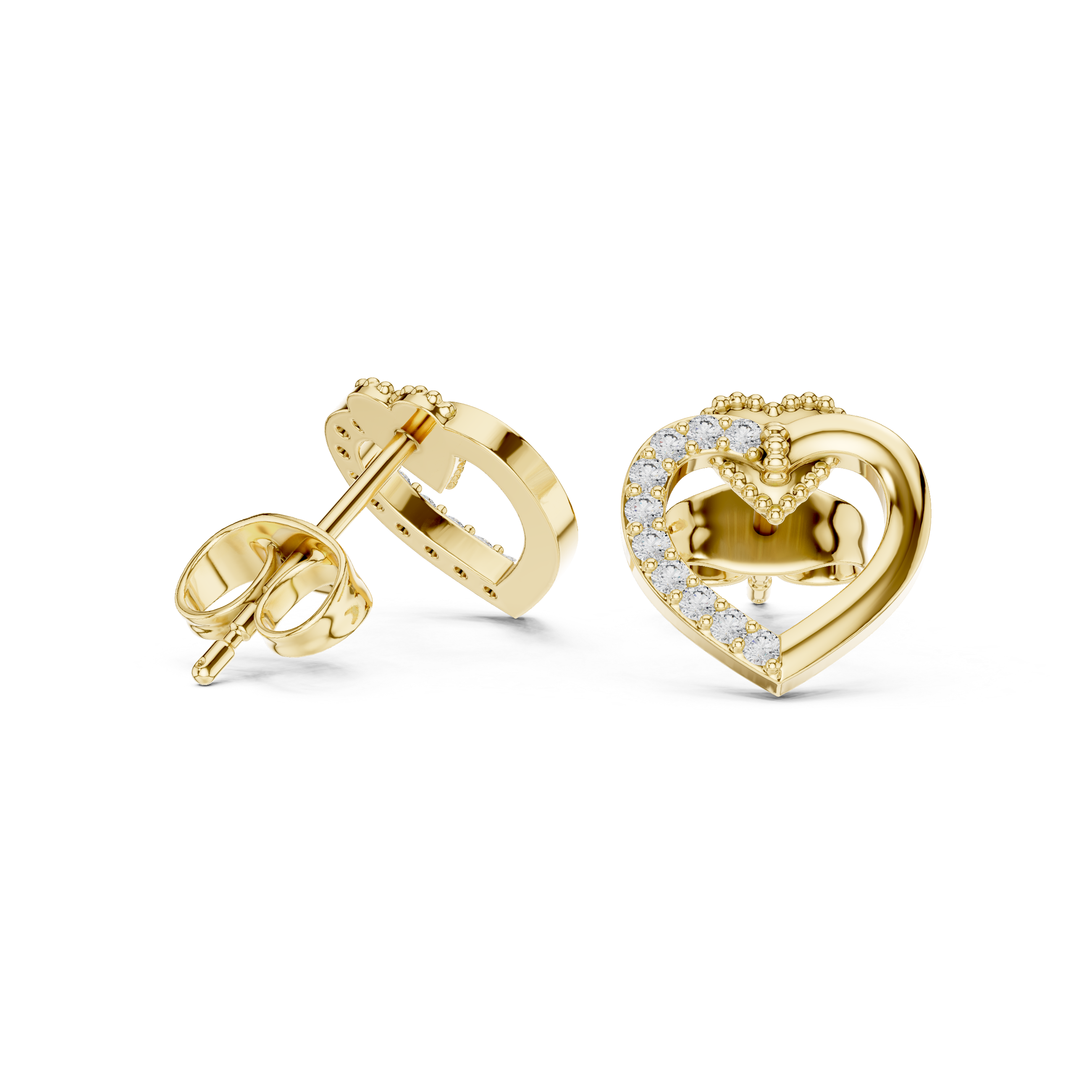 Muur Atelier Solid Gold Interlocking Diamond Heart Studs