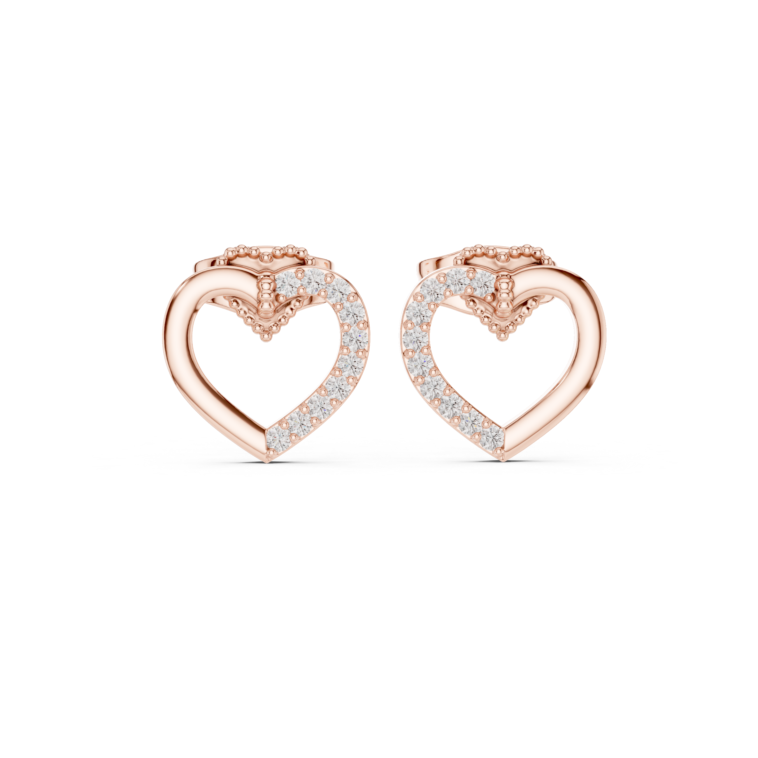 Muur Atelier Solid Gold Interlocking Diamond Heart Studs