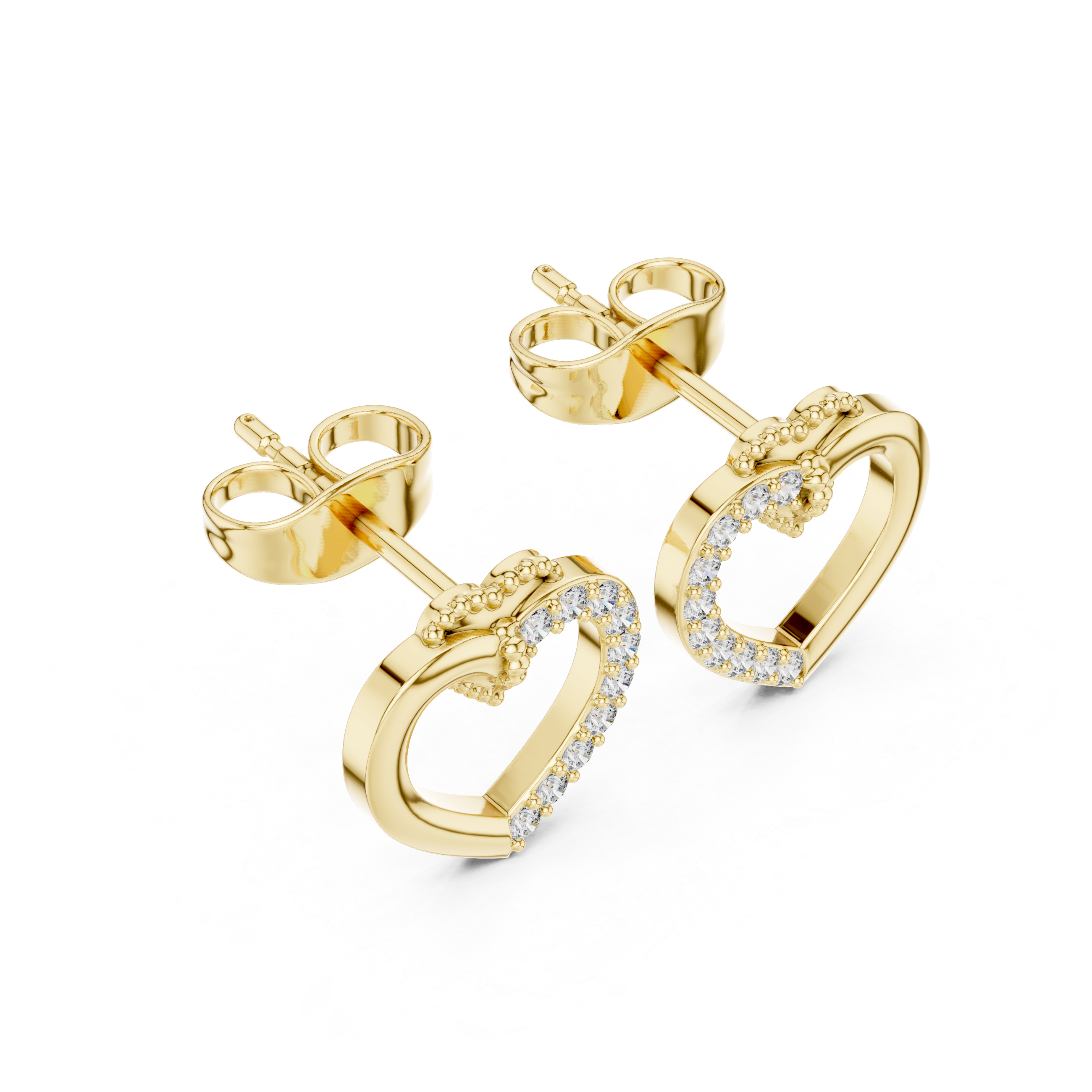 Muur Atelier Solid Gold Interlocking Diamond Heart Studs