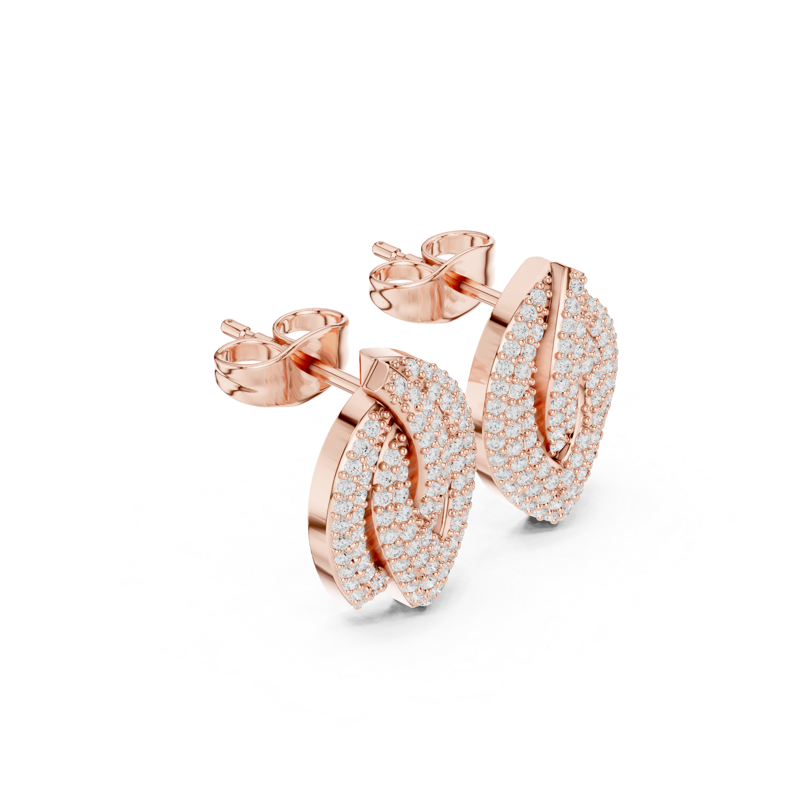 Muur Atelier Solid Gold Pave Diamond Leaf Studs