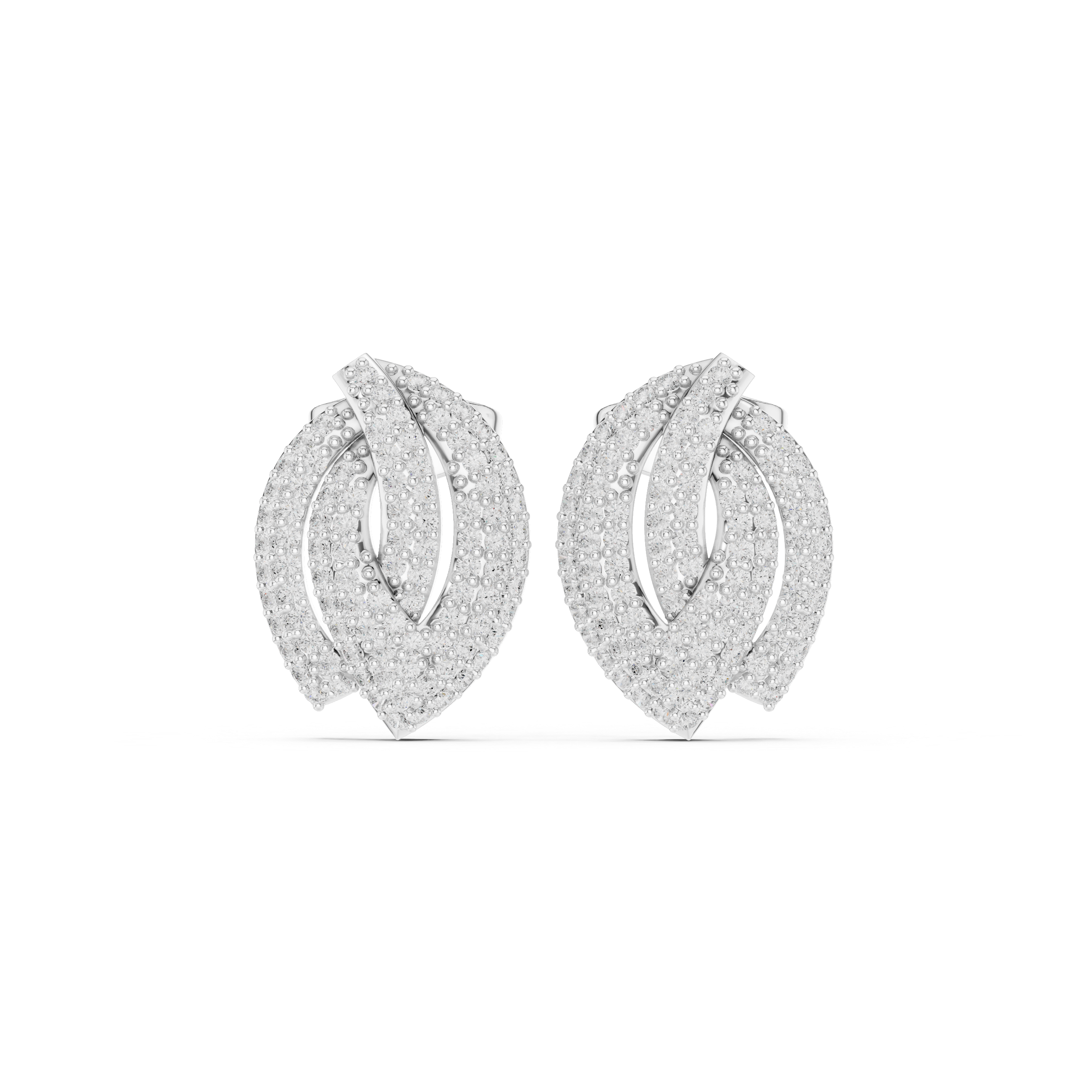 Muur Atelier Solid Gold Pave Diamond Leaf Studs