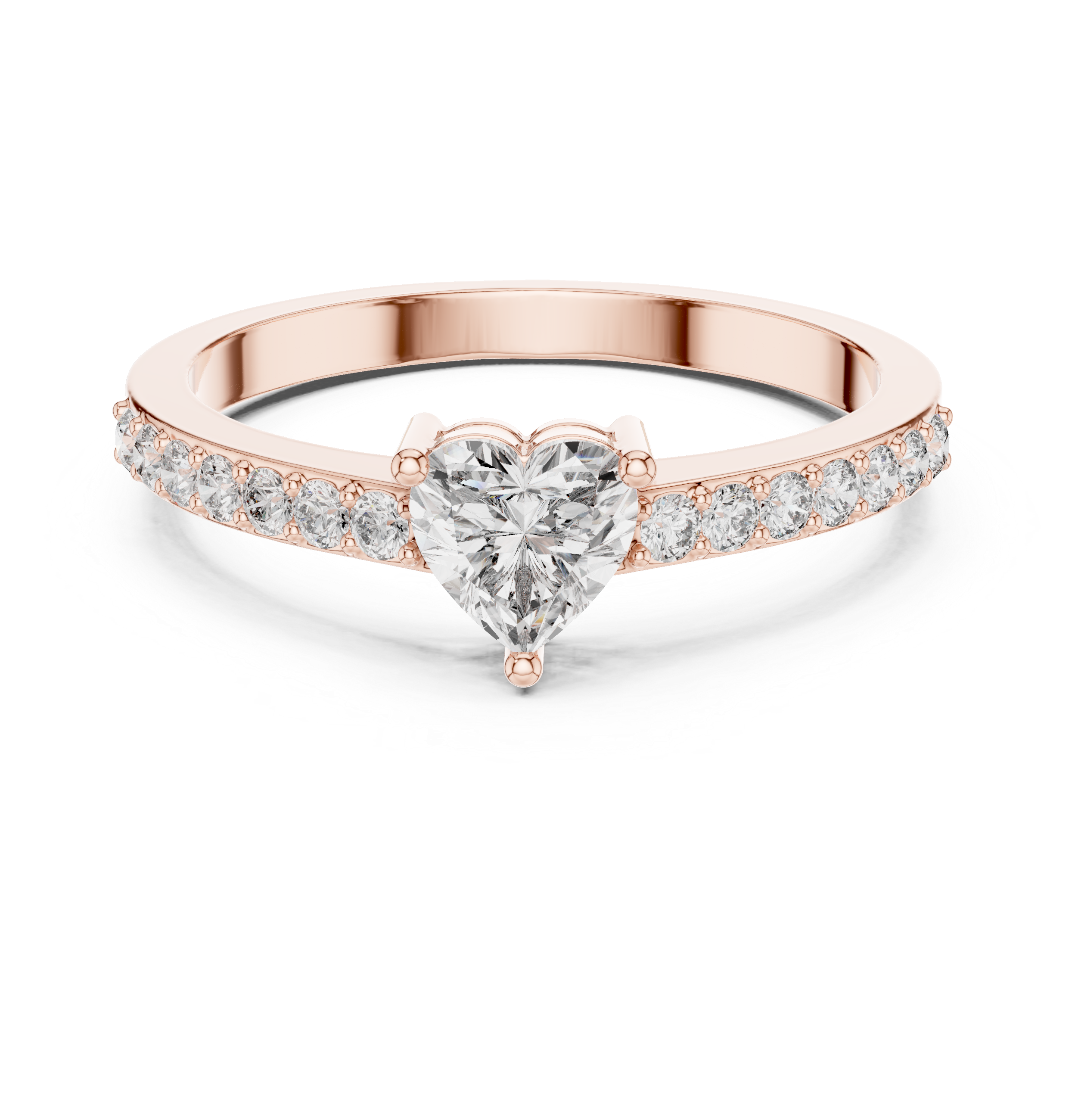 Heart Solitaire with Pavé Band