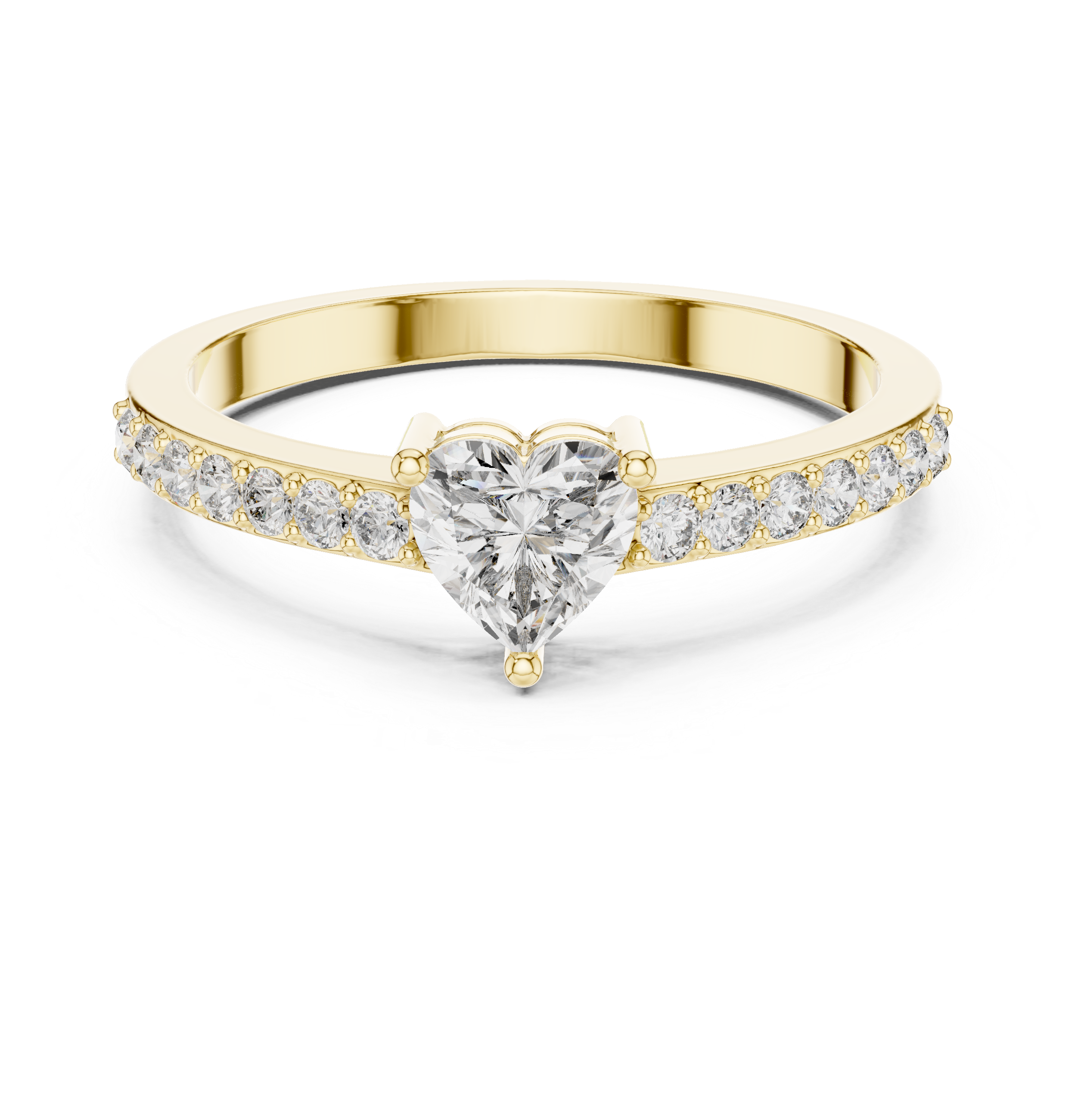 Muur Atelier Solid Gold Heart Cut Solitaire Pavé Diamond Engagement Ring