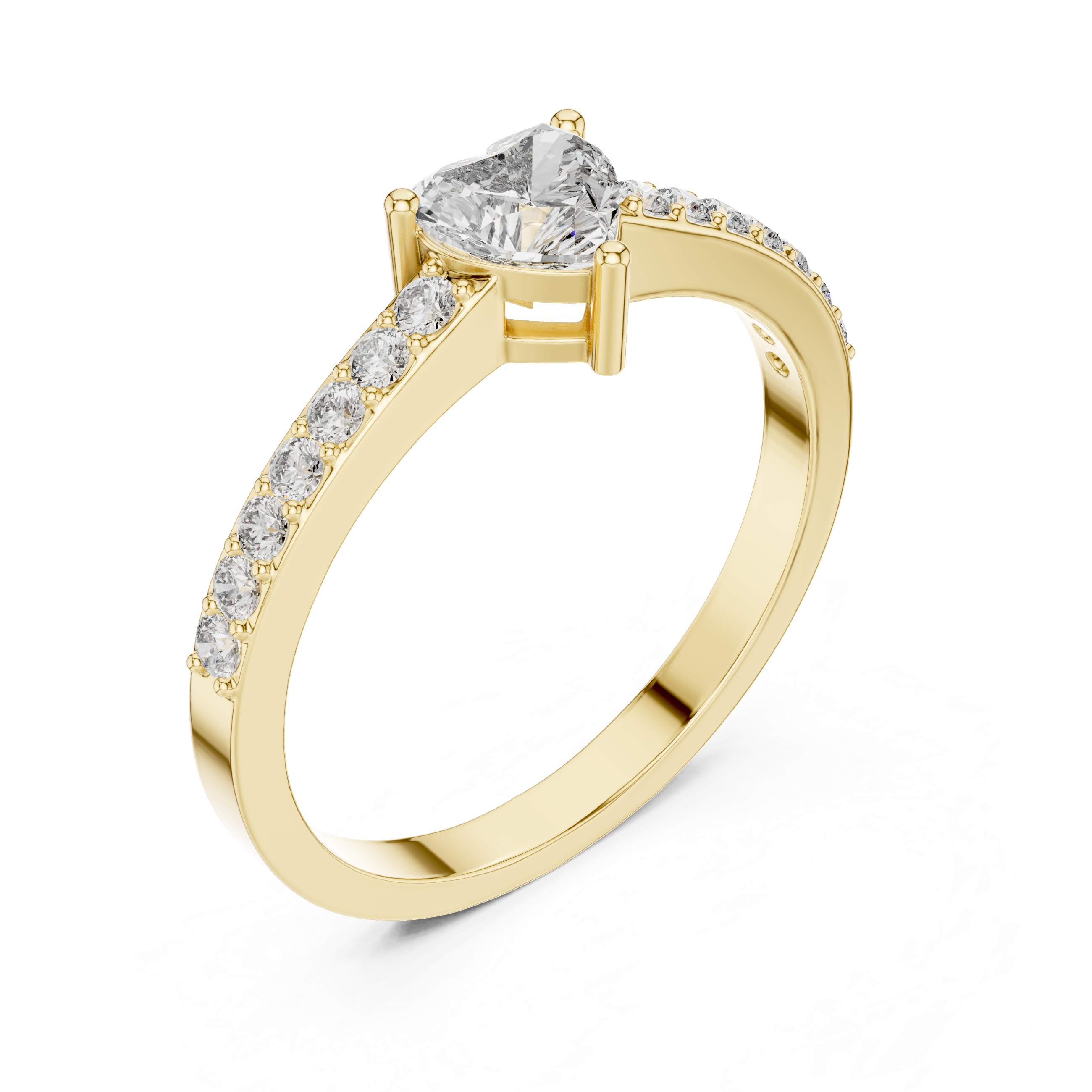 Heart Solitaire with Pavé Band