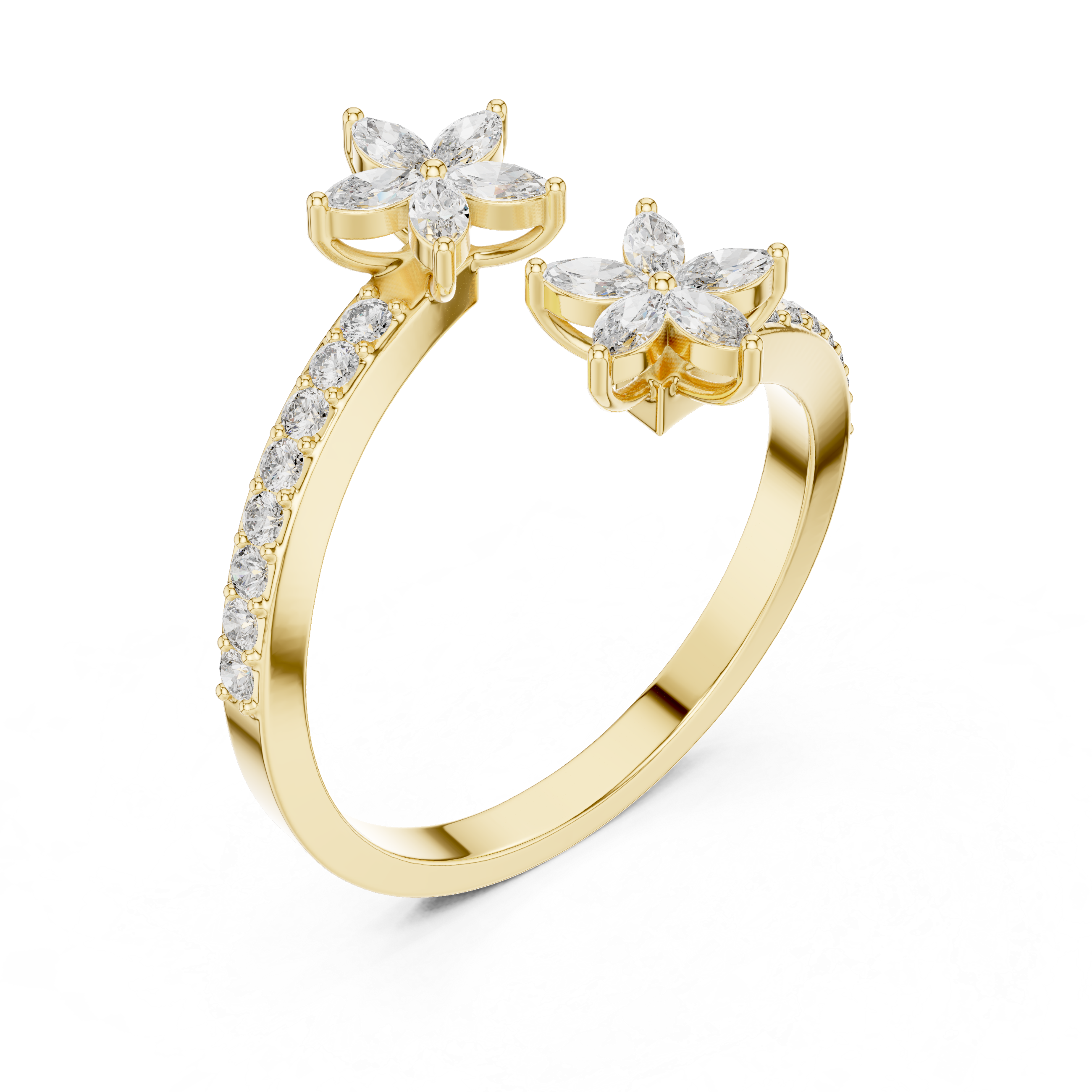Bypass Marquise Flower Ring
