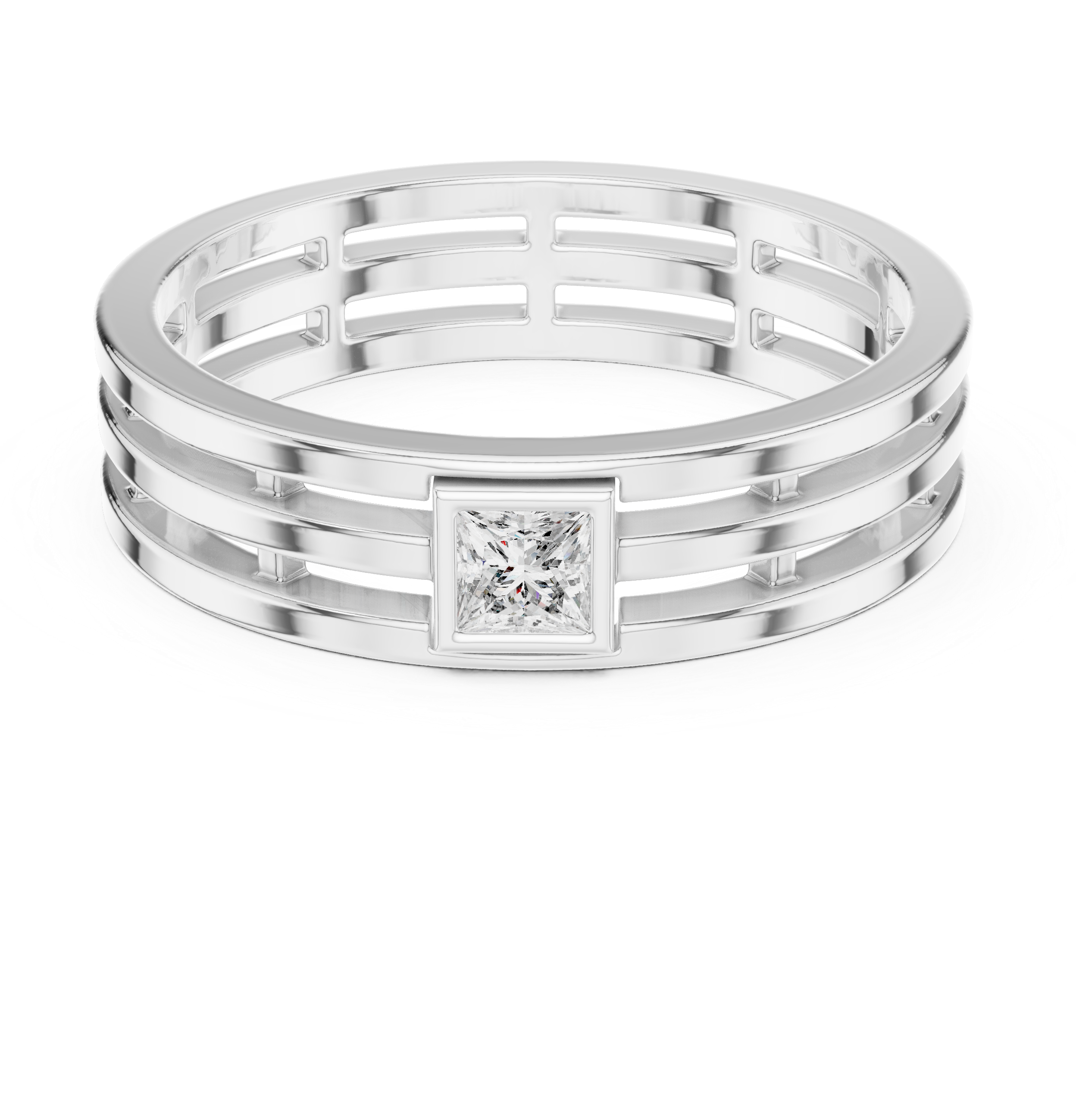 Muur Atelier Solid Gold Princess Cut Bezel Set Diamond Industrial Band