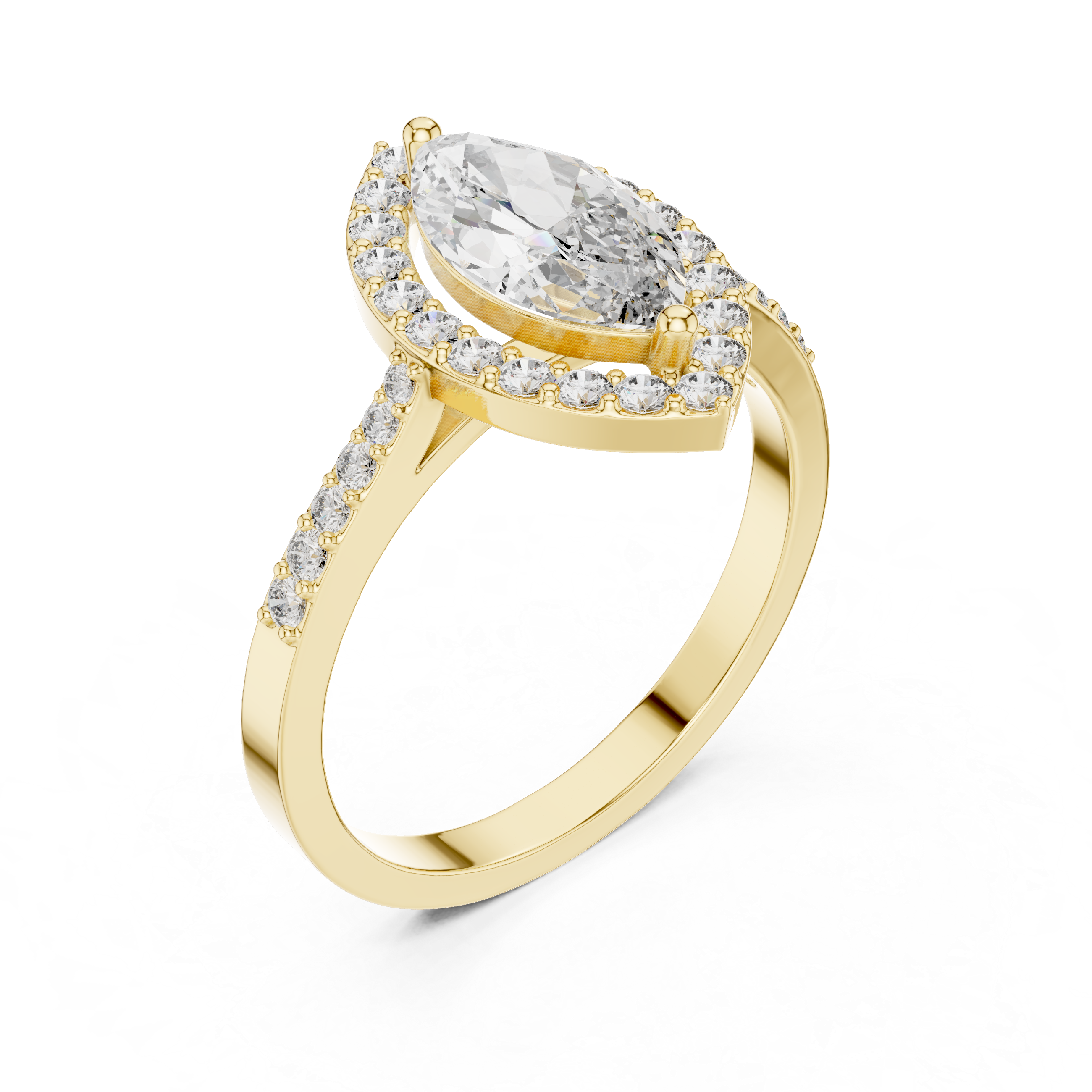 Muur Atelier Solid Gold Marquise Cut Halo Pavé Diamond Ring