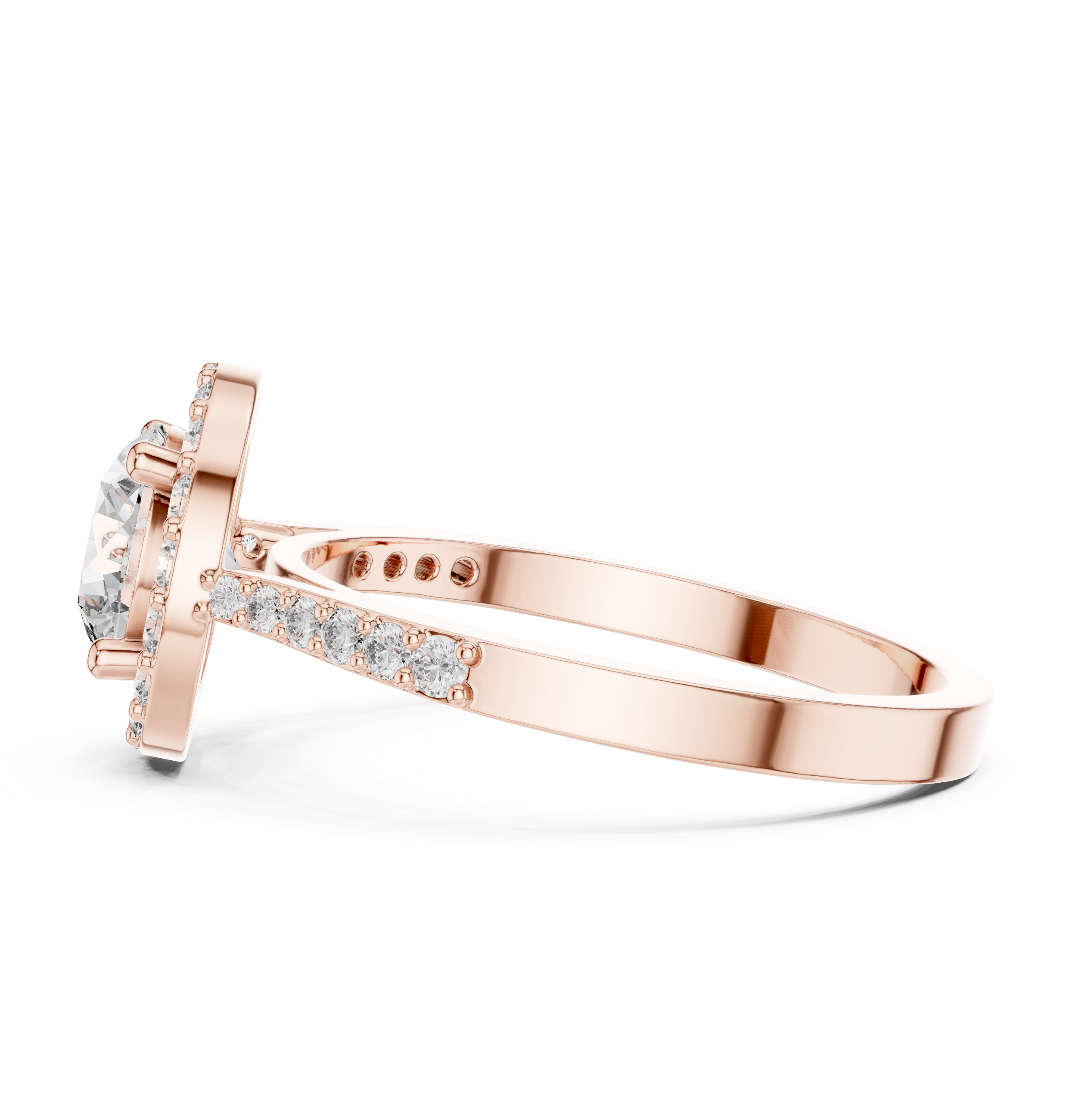 Muur Atelier Solid Gold Round Cut Halo Pavé Diamond Ring