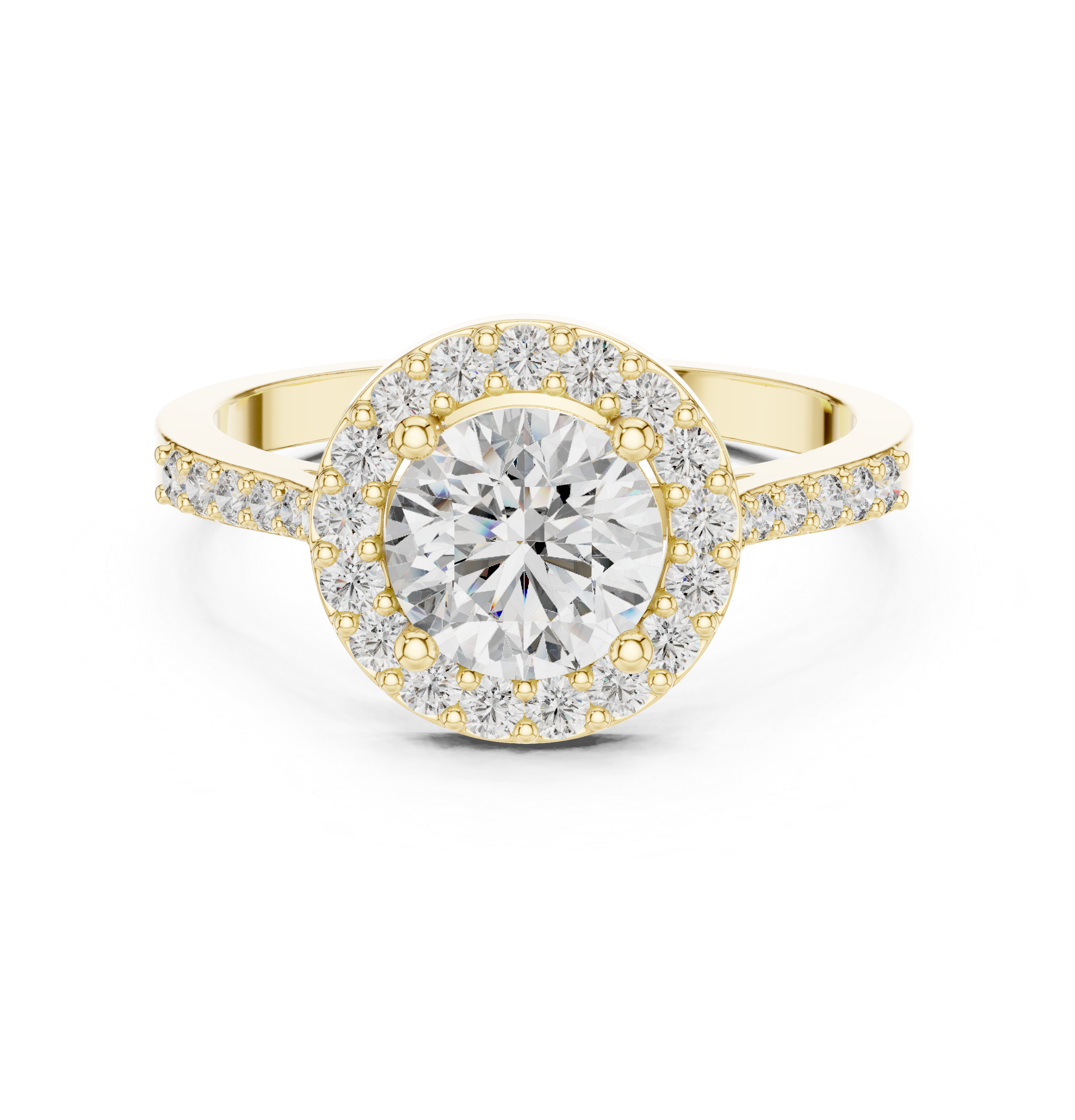 Muur Atelier Solid Gold Round Cut Halo Pavé Diamond Ring