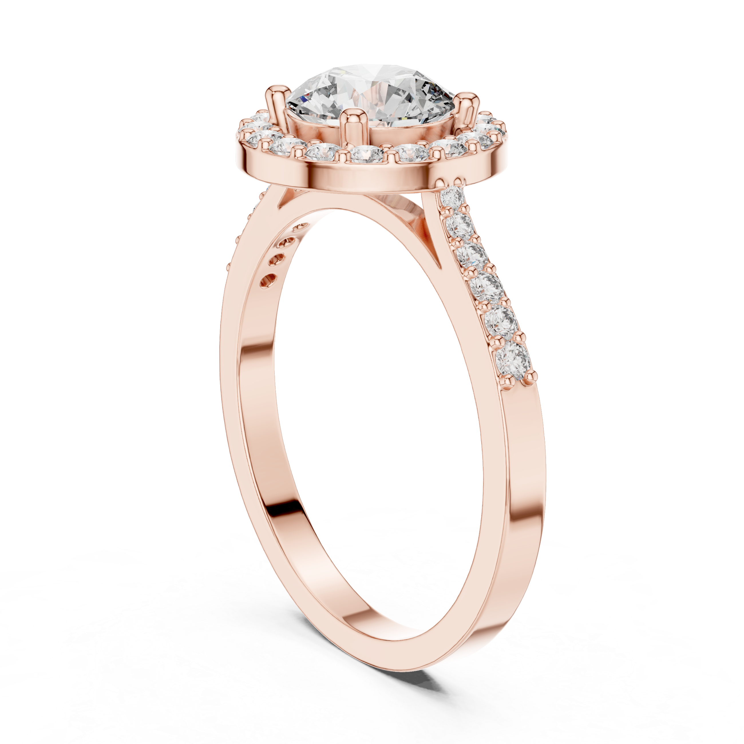 Muur Atelier Solid Gold Round Cut Halo Pavé Diamond Ring